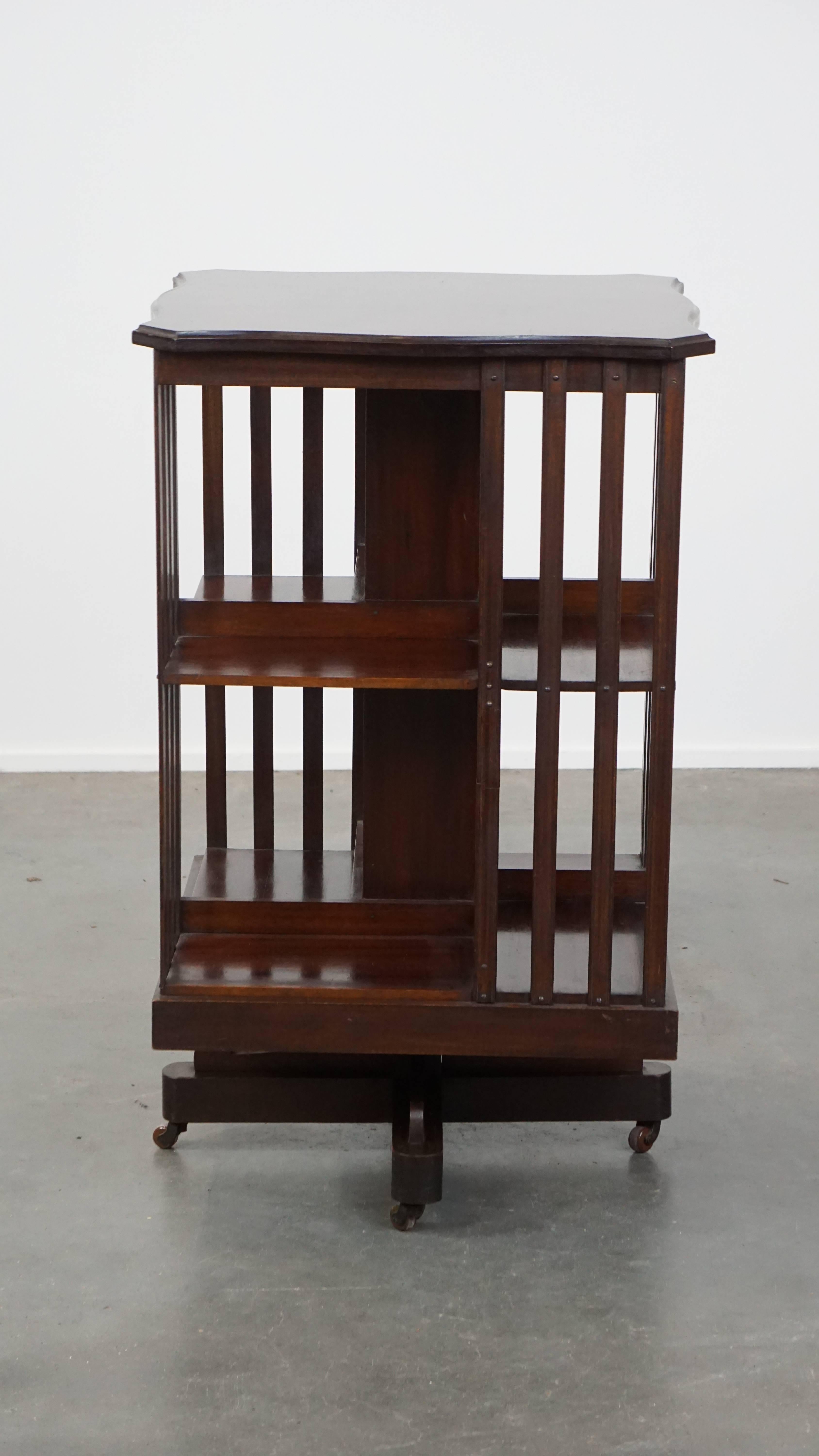 Luxurious Antique English Wooden Book Carousel on Wheels – Late 19th Century For Sale 6