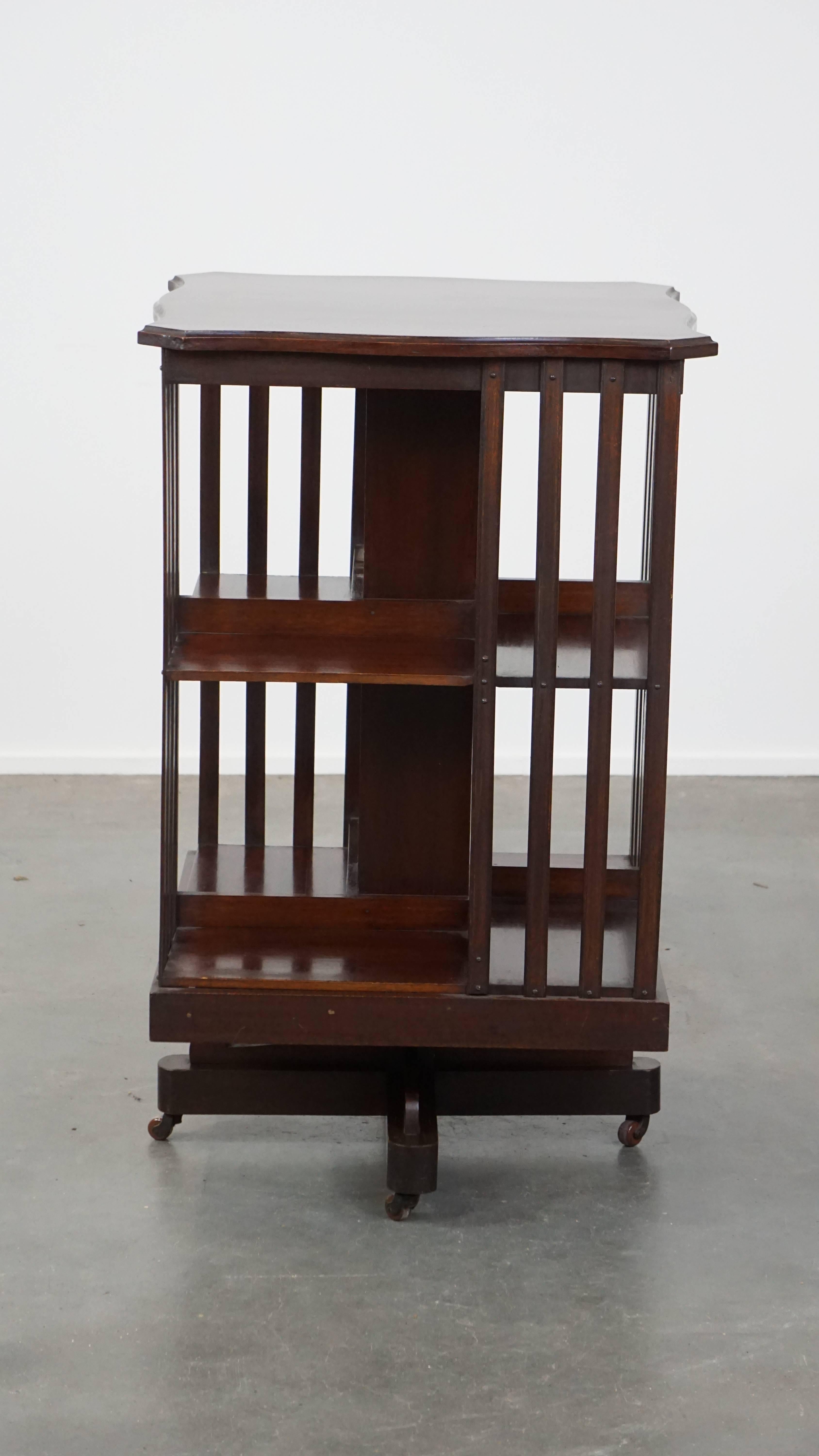 Luxurious Antique English Wooden Book Carousel on Wheels – Late 19th Century For Sale 7