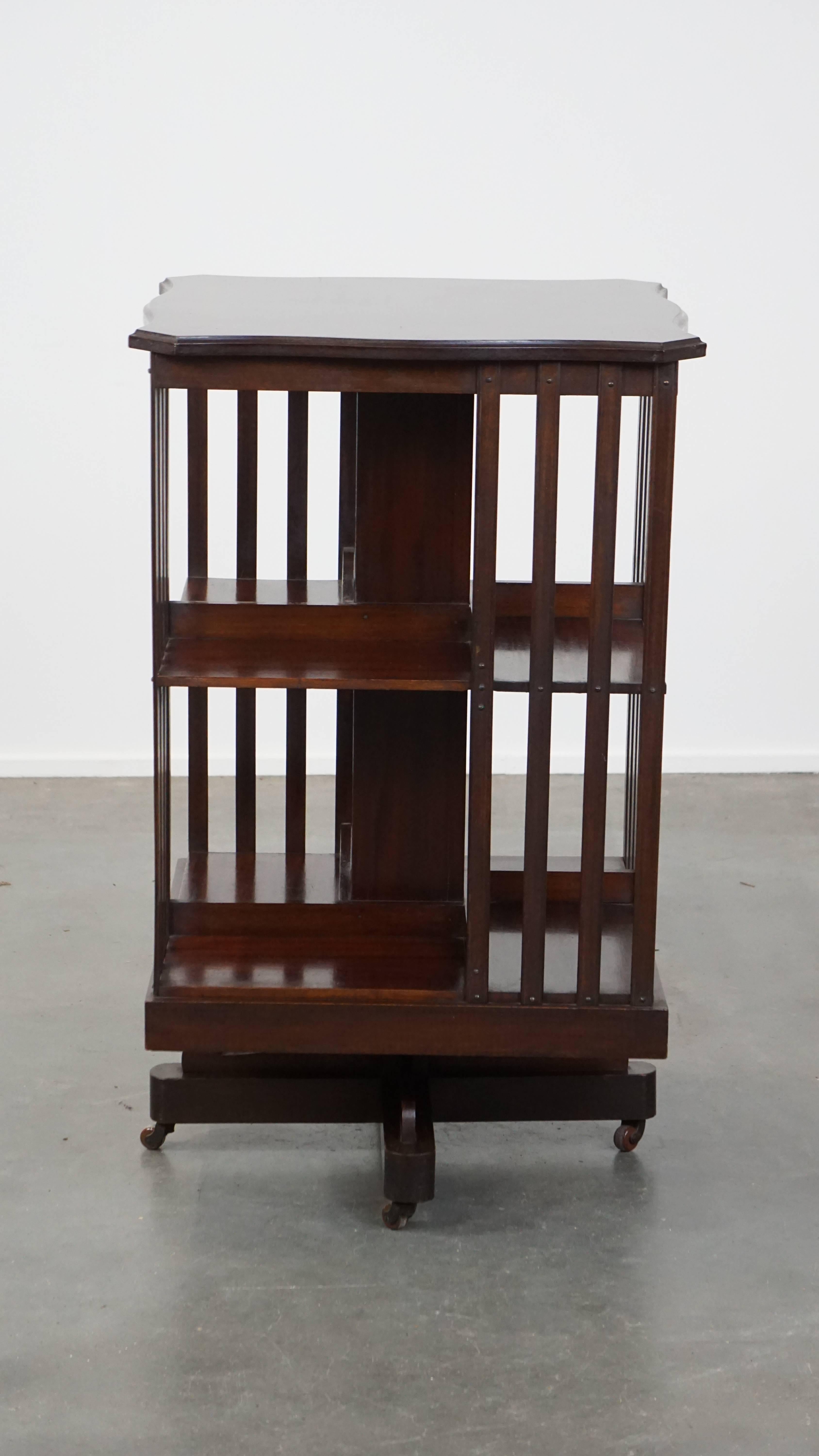 Luxurious Antique English Wooden Book Carousel on Wheels – Late 19th Century For Sale 8