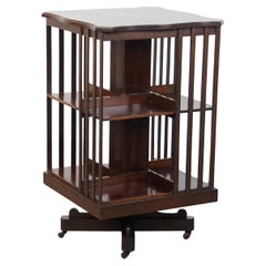 Luxurious Antique English Wooden Book Carousel on Wheels – Late 19th Century
