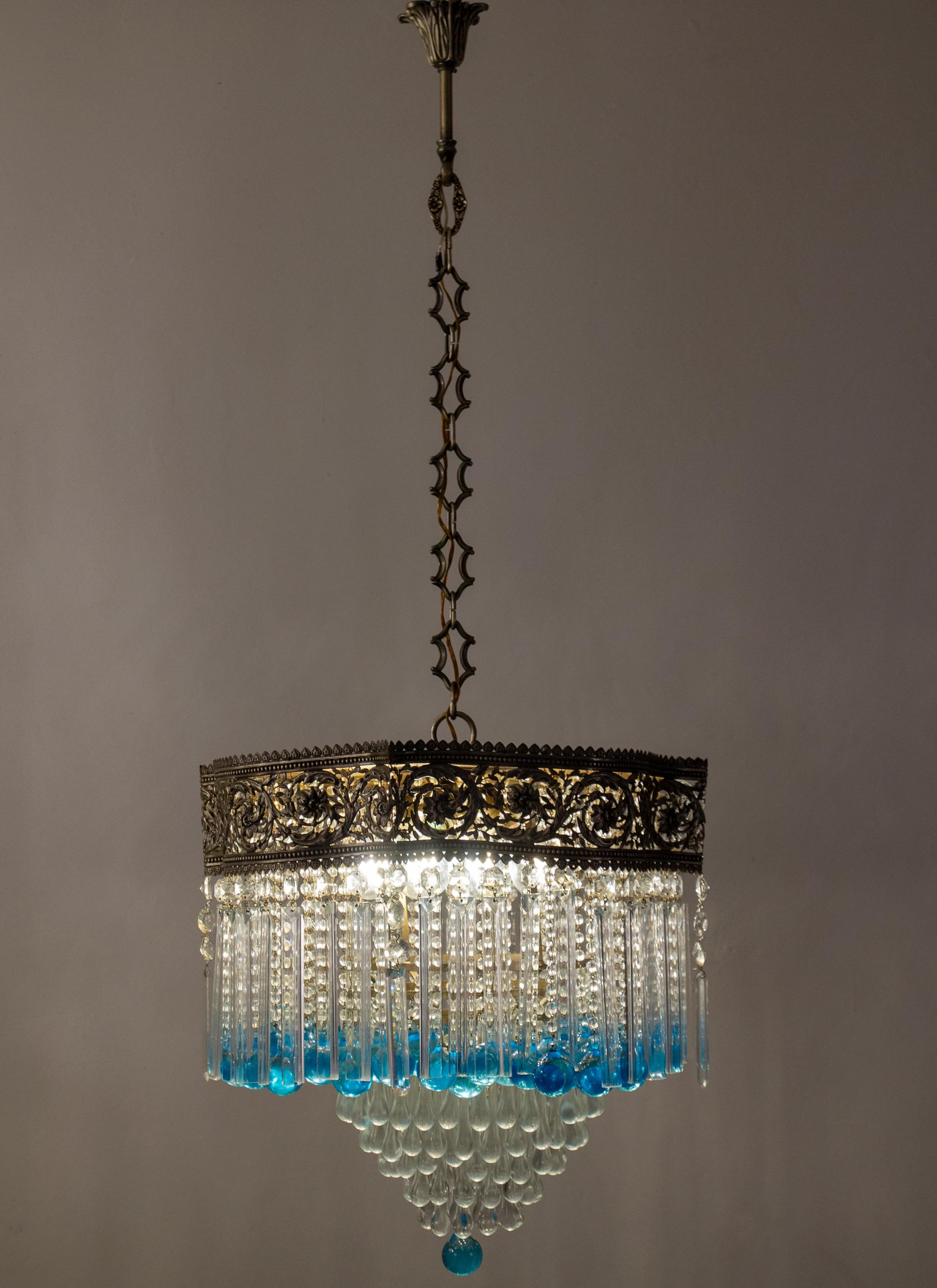 Lussuoso lampadario in cristallo Art Déco, Italia, 1930? in vendita 5