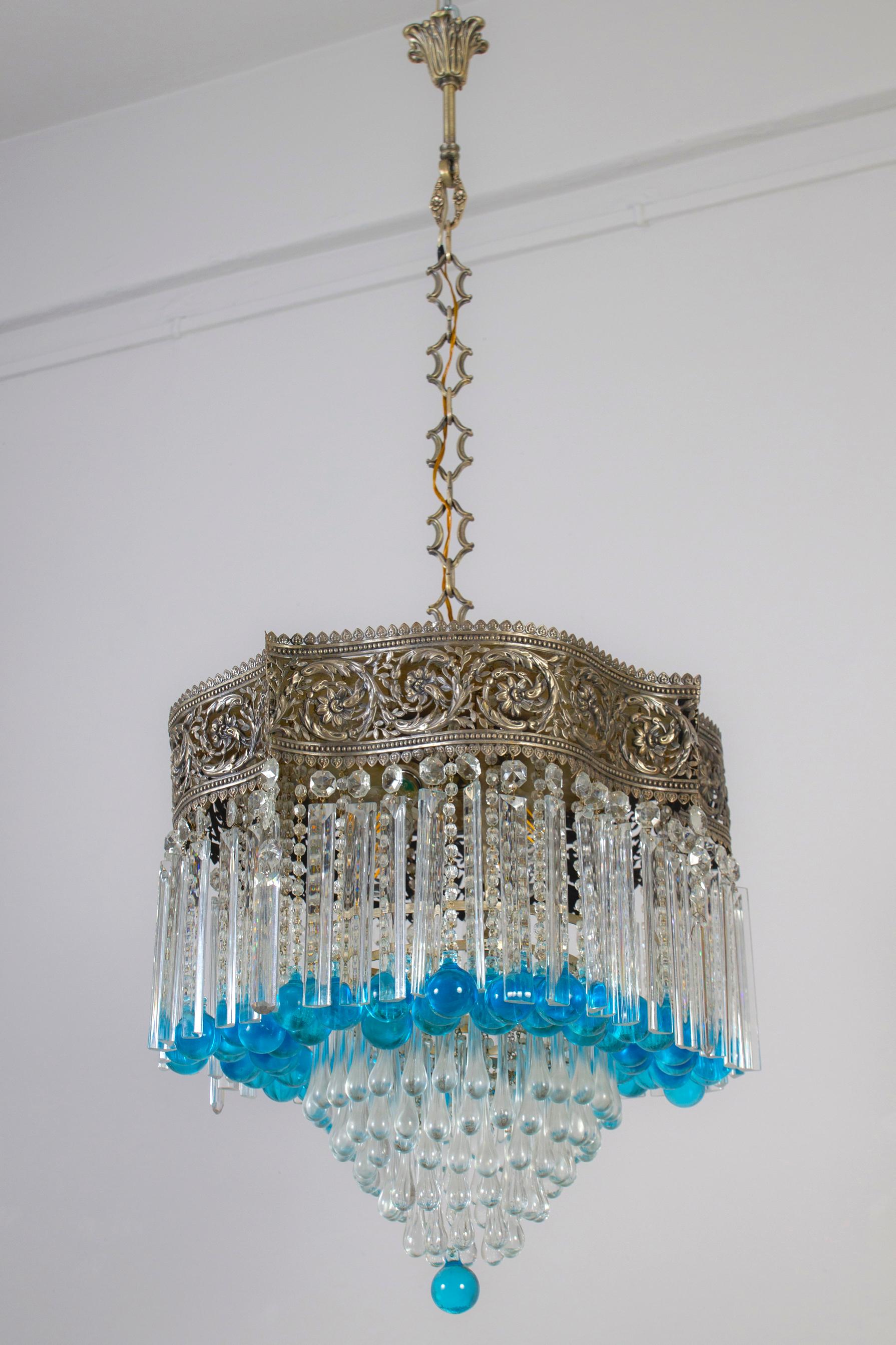 Lussuoso lampadario in cristallo Art Déco, Italia, 1930? in vendita 6
