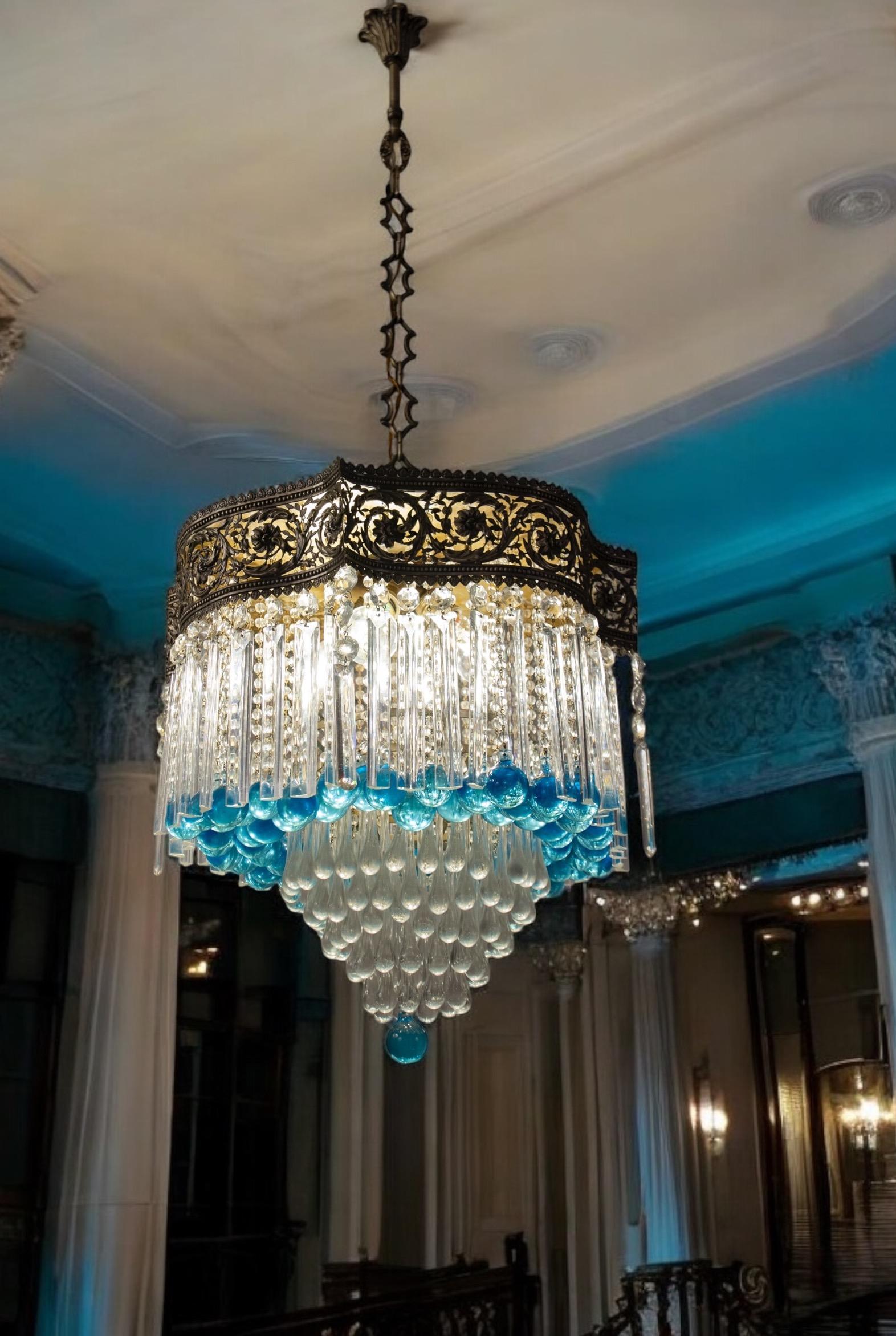 Lussuoso lampadario in cristallo Art Déco, Italia, 1930? in vendita 1
