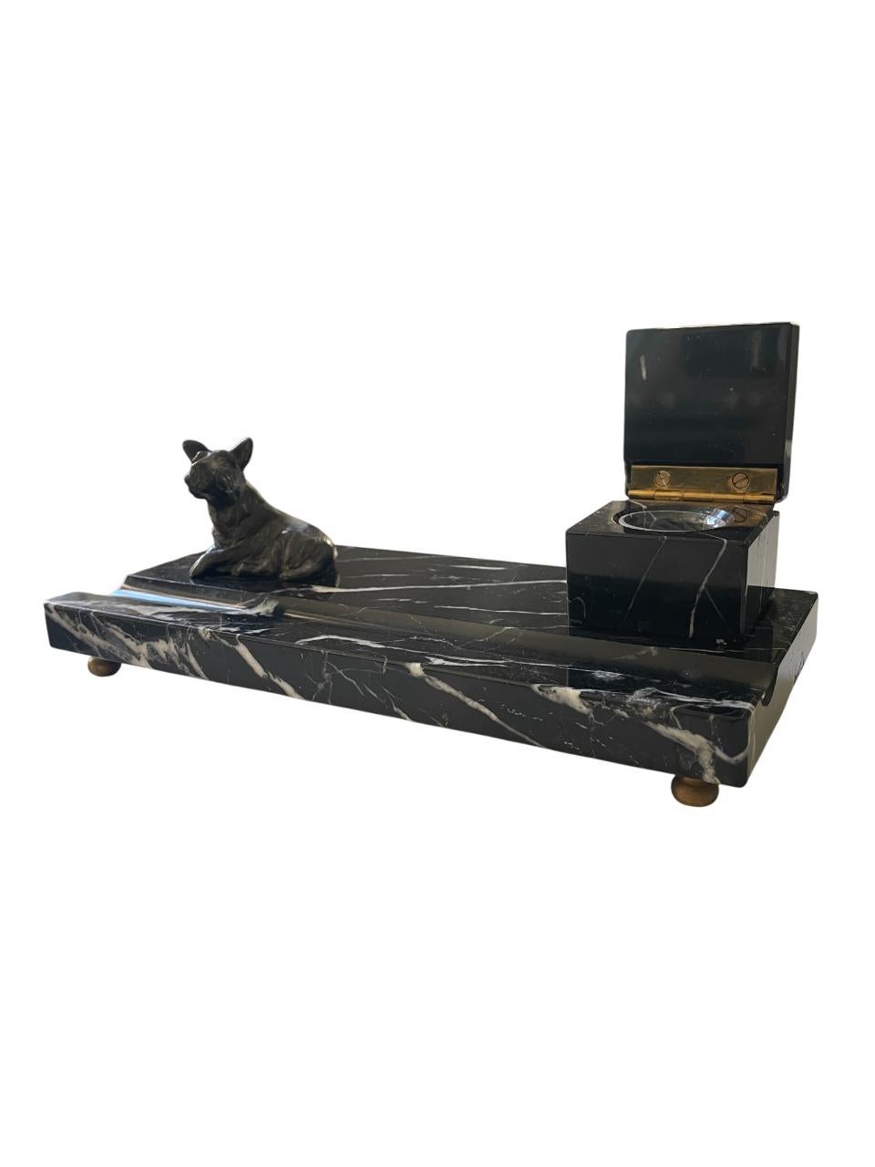 Luxurious Art Deco Desk Set in Swedish Black Marble, 1930's In Good Condition For Sale In Stockholm, SE