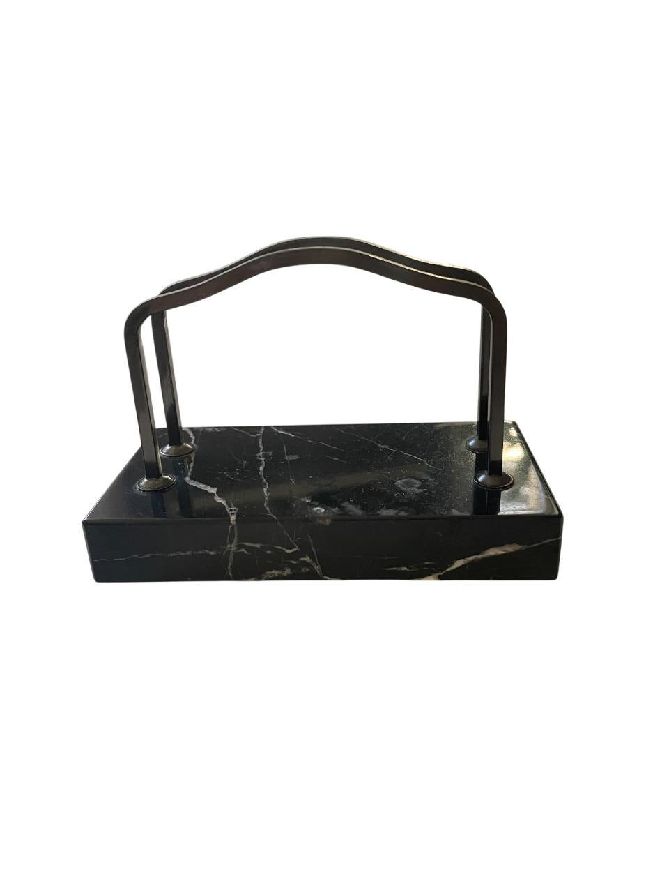Luxurious Art Deco Desk Set in Swedish Black Marble, 1930's For Sale 2