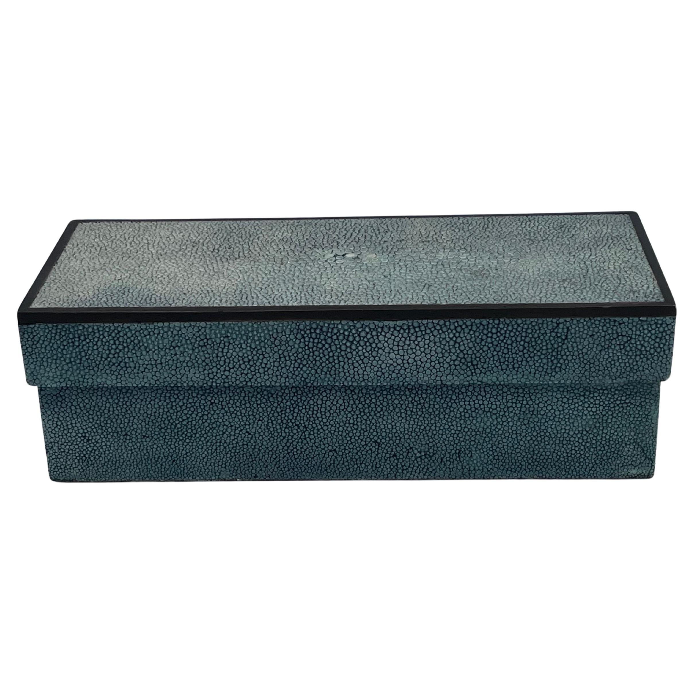 Lujosa Caja Larga de Escritorio R & Y Augousti, inspirada en el Art Déco y de color verde azulado