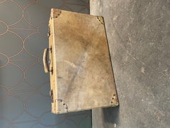 Luxurious Art Deco Suitcase Made of Light Vellum Leather / Parchment with Rivets