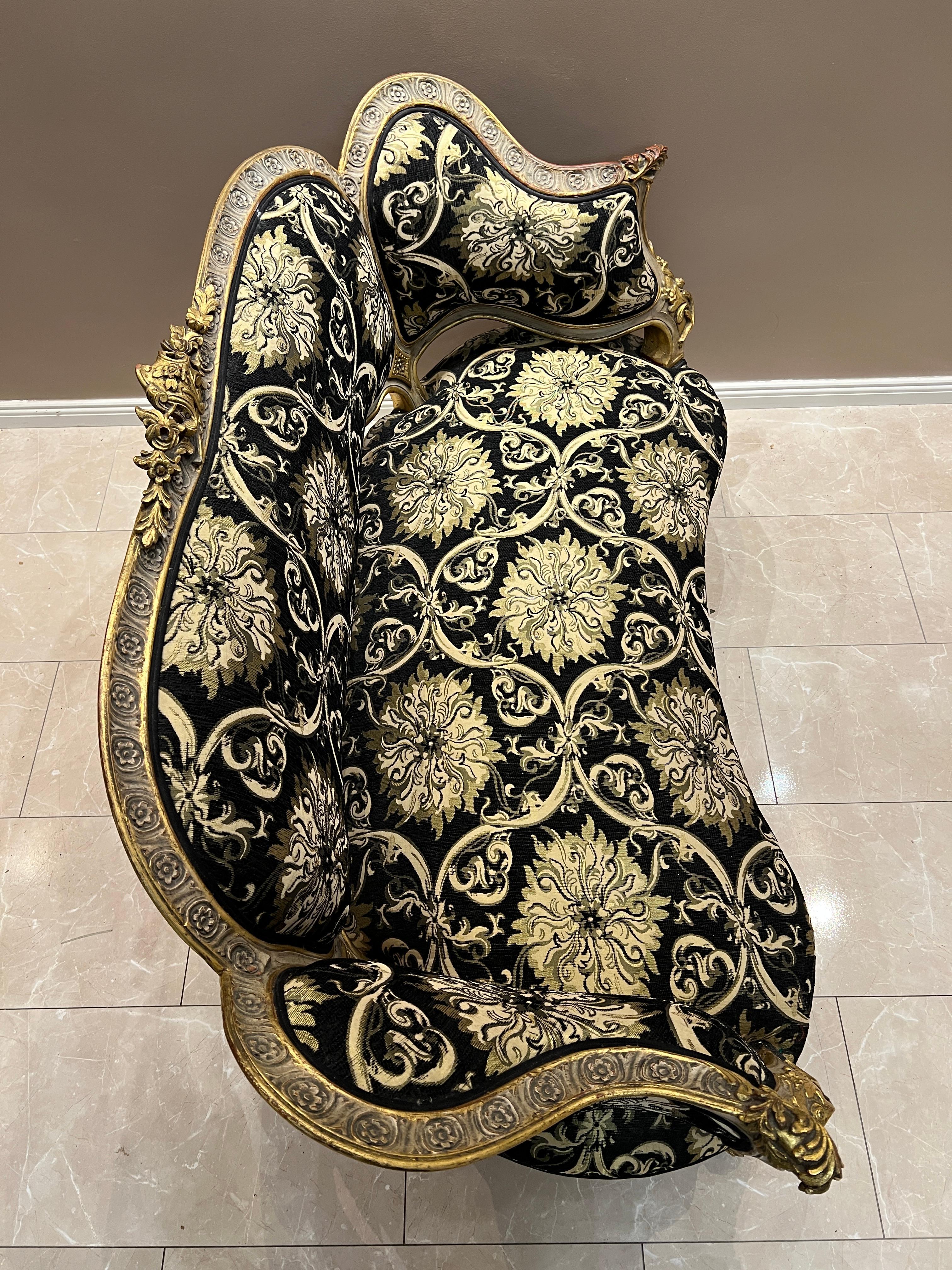 Luxurious Baroque Sofa – Handcrafted, Gold Detailing, Velvet Upholstery For Sale 6