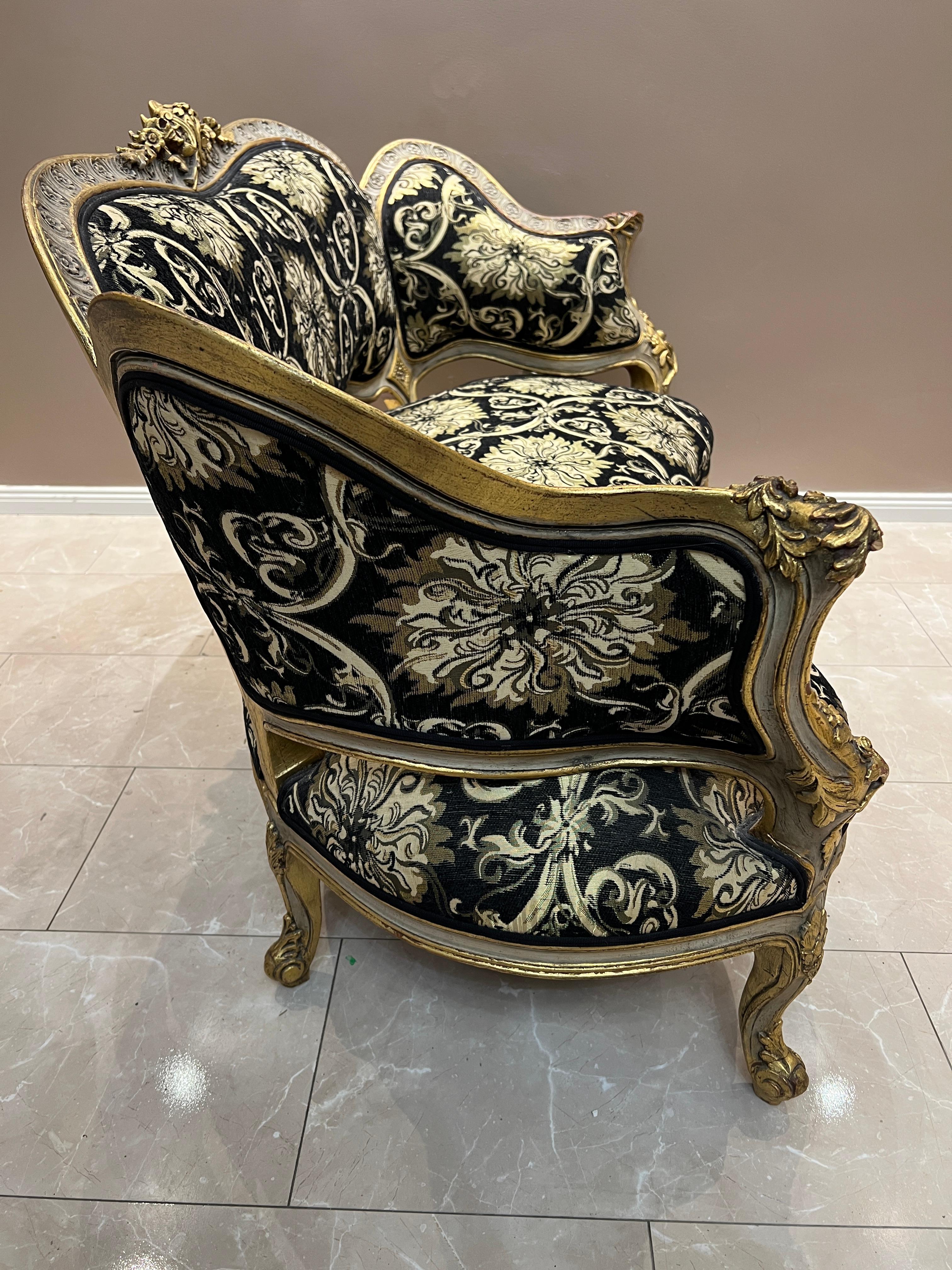 Luxurious Baroque Sofa – Handcrafted, Gold Detailing, Velvet Upholstery For Sale 8