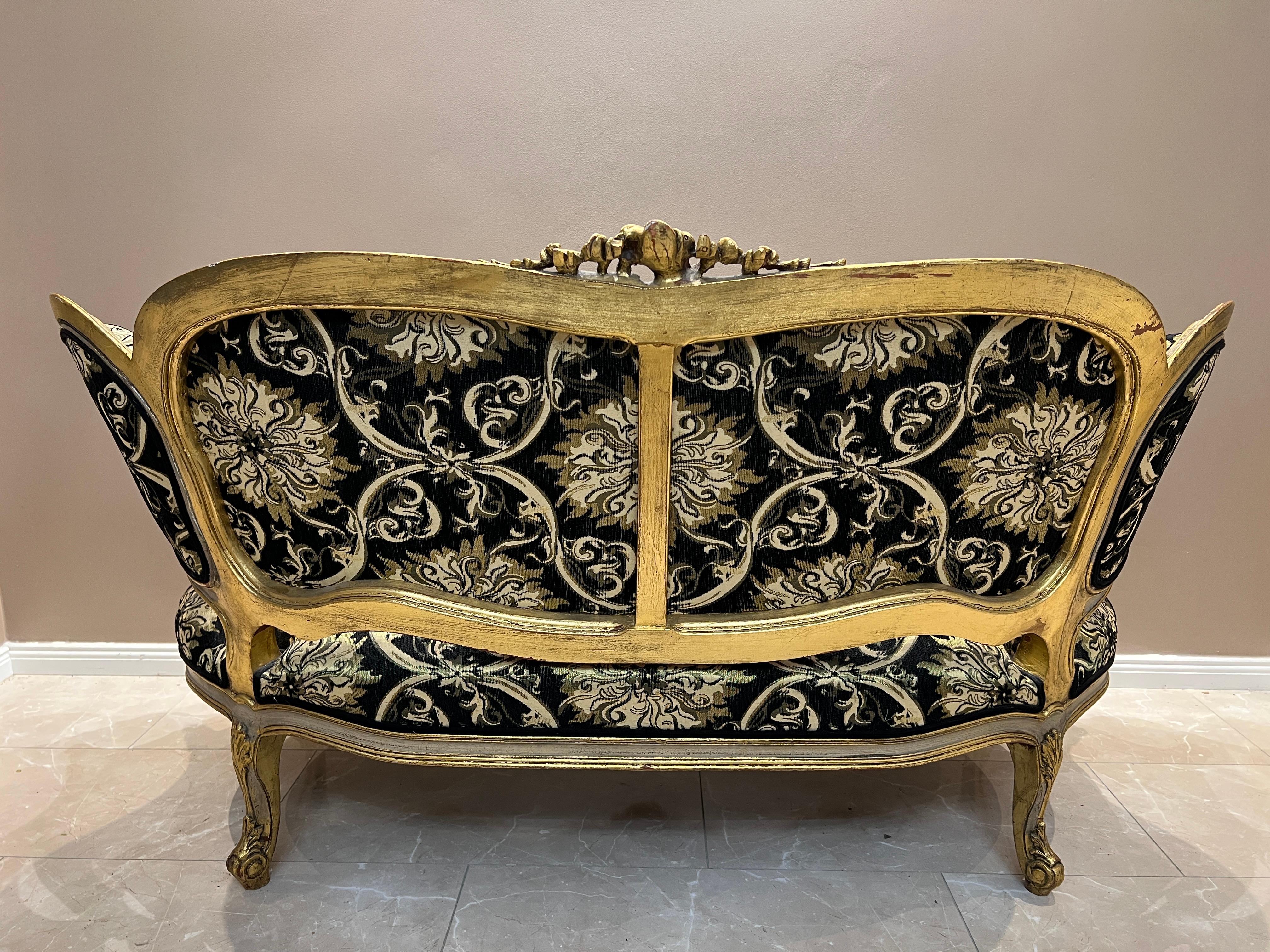 Luxurious Baroque Sofa – Handcrafted, Gold Detailing, Velvet Upholstery For Sale 9