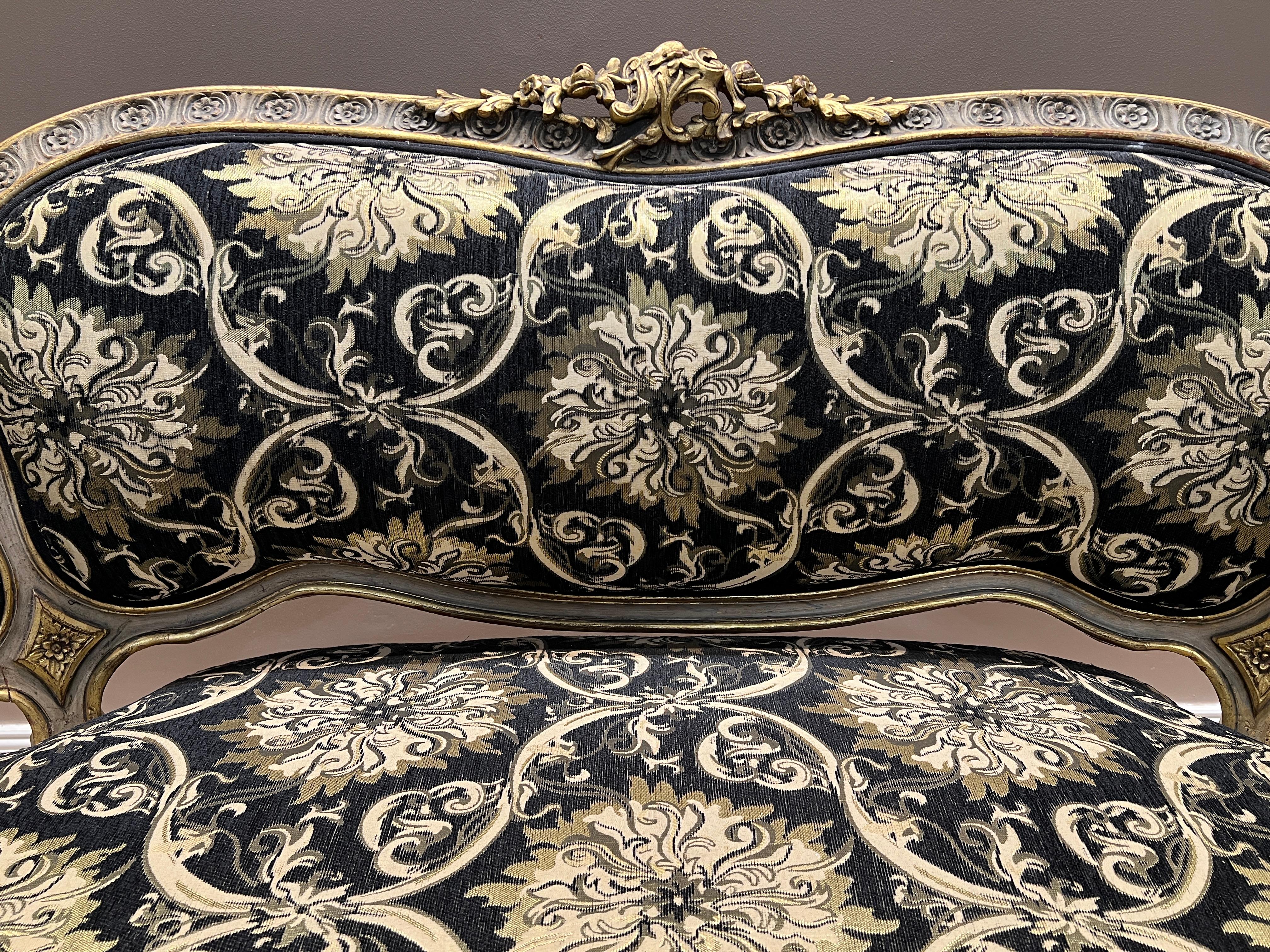 20th Century Luxurious Baroque Sofa – Handcrafted, Gold Detailing, Velvet Upholstery For Sale