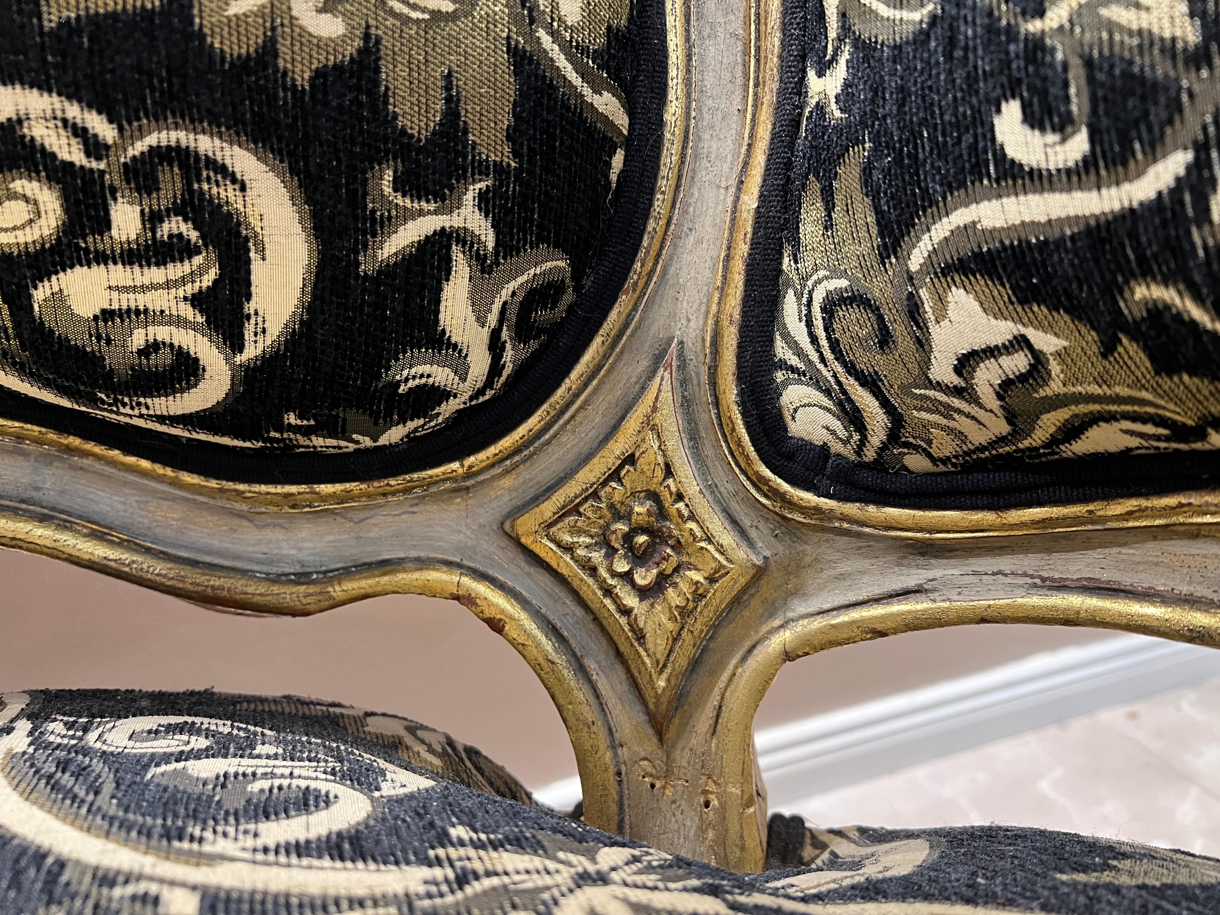 Wood Luxurious Baroque Sofa – Handcrafted, Gold Detailing, Velvet Upholstery For Sale
