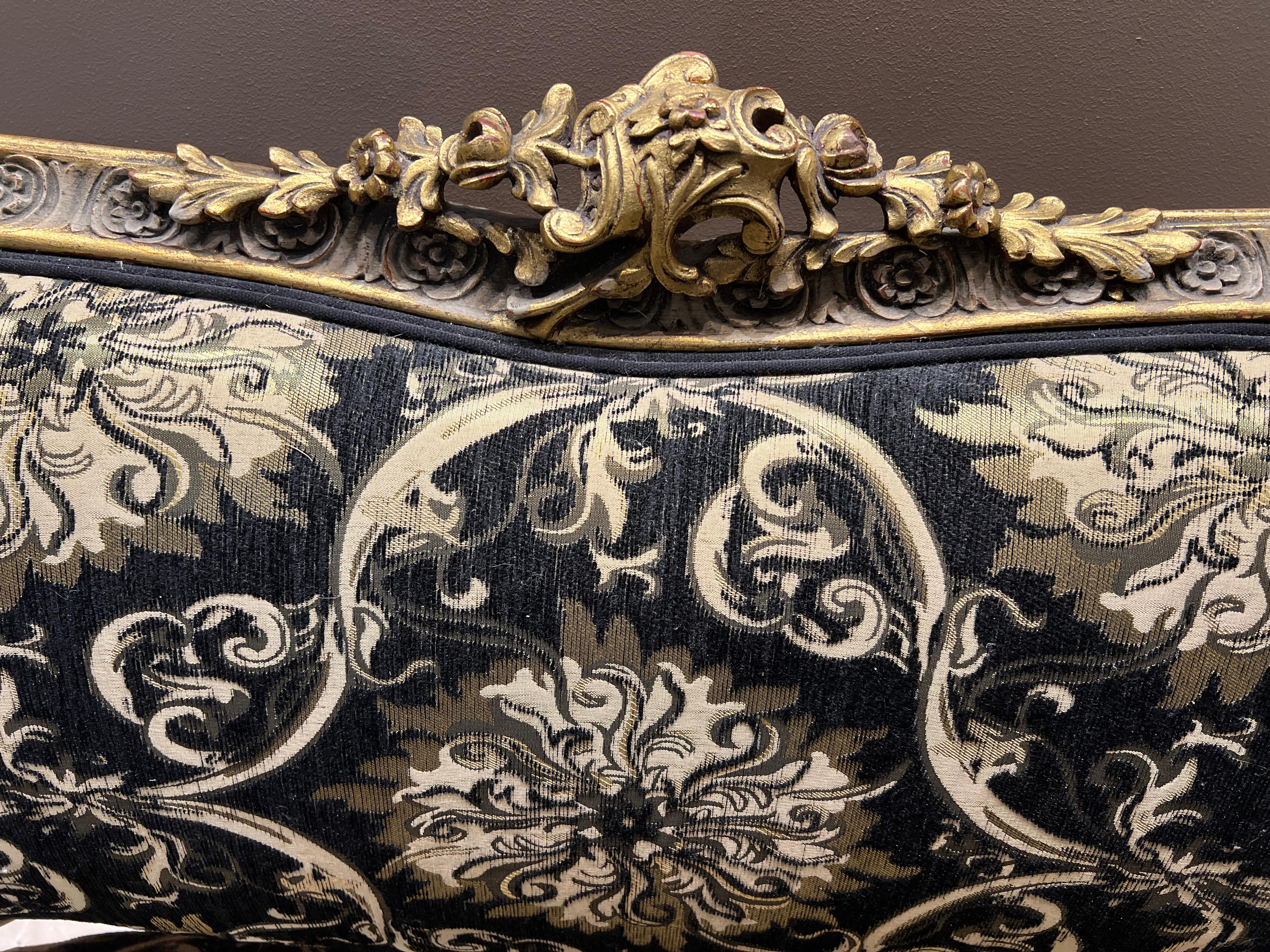 Luxurious Baroque Sofa – Handcrafted, Gold Detailing, Velvet Upholstery For Sale 1