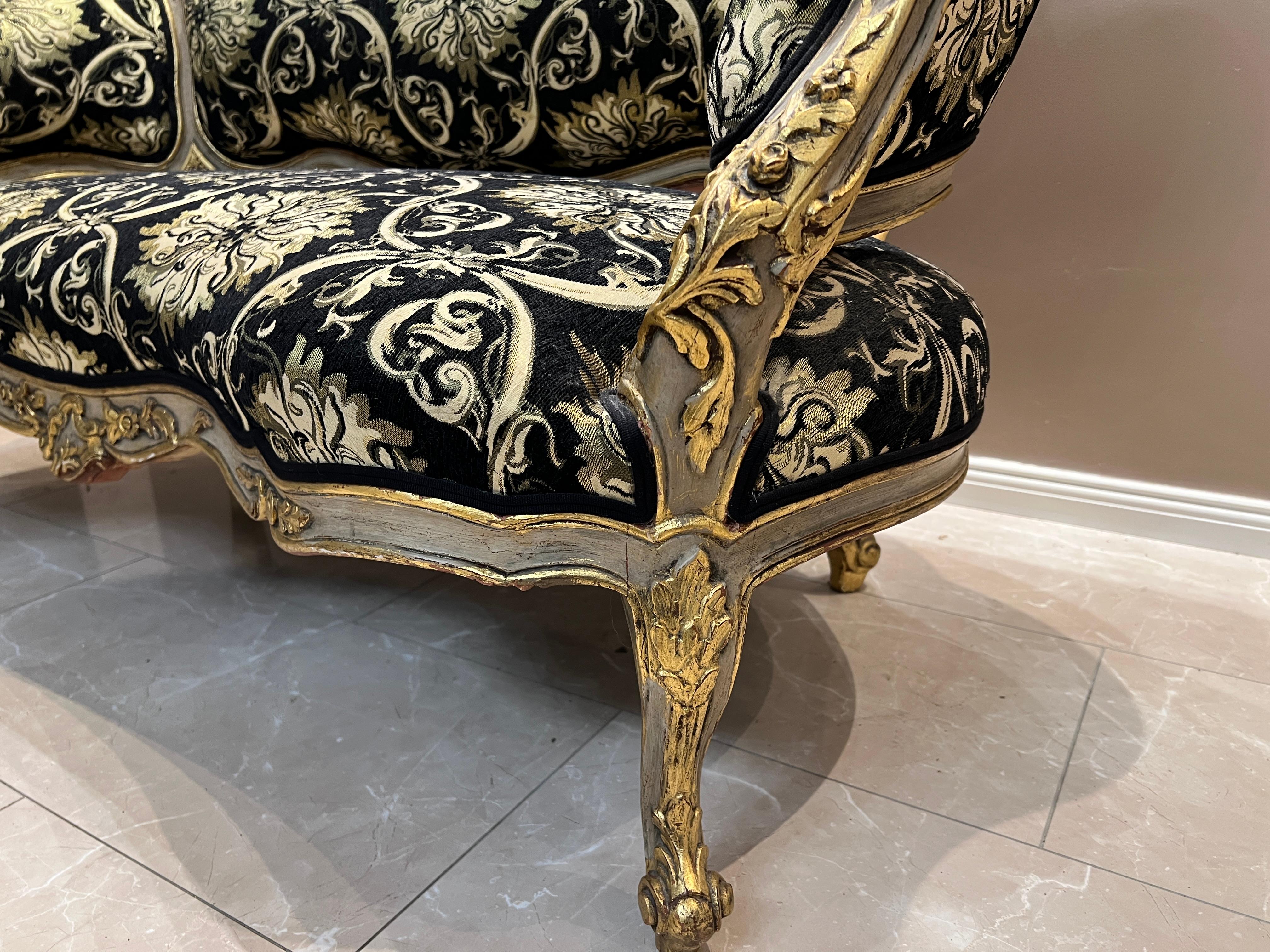 Luxurious Baroque Sofa – Handcrafted, Gold Detailing, Velvet Upholstery For Sale 2