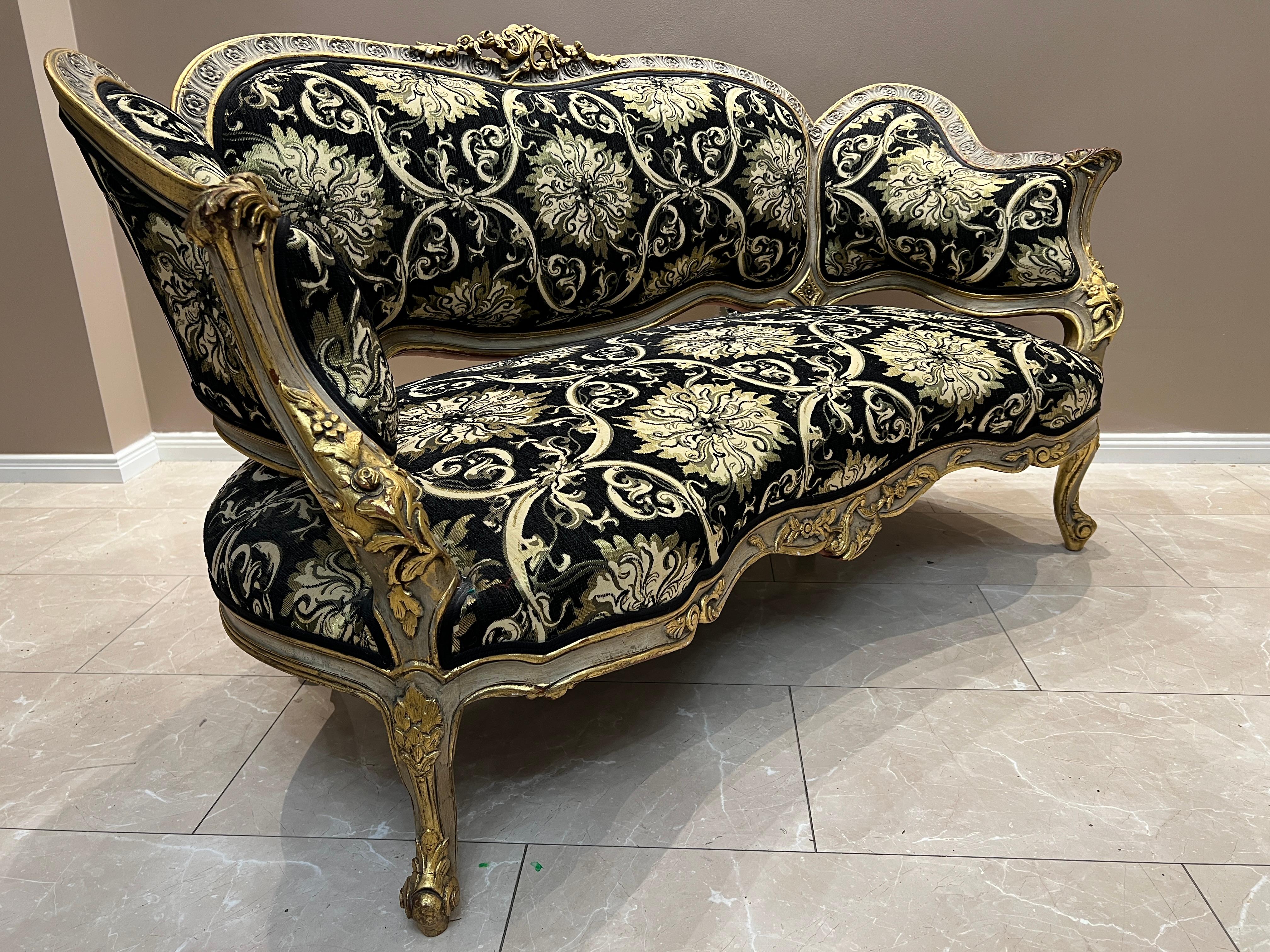 Luxurious Baroque Sofa – Handcrafted, Gold Detailing, Velvet Upholstery For Sale 3