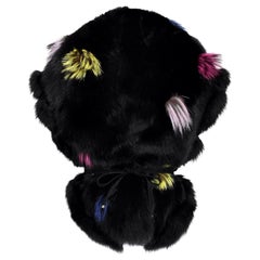 Luxurious Black Fox Fur with Fringe Accents Statement Stole Wrap