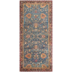 Luxurious Blue Oriental Antique Indian Agra Rug. Size: 6 ft 9 in x 14 ft 6 in