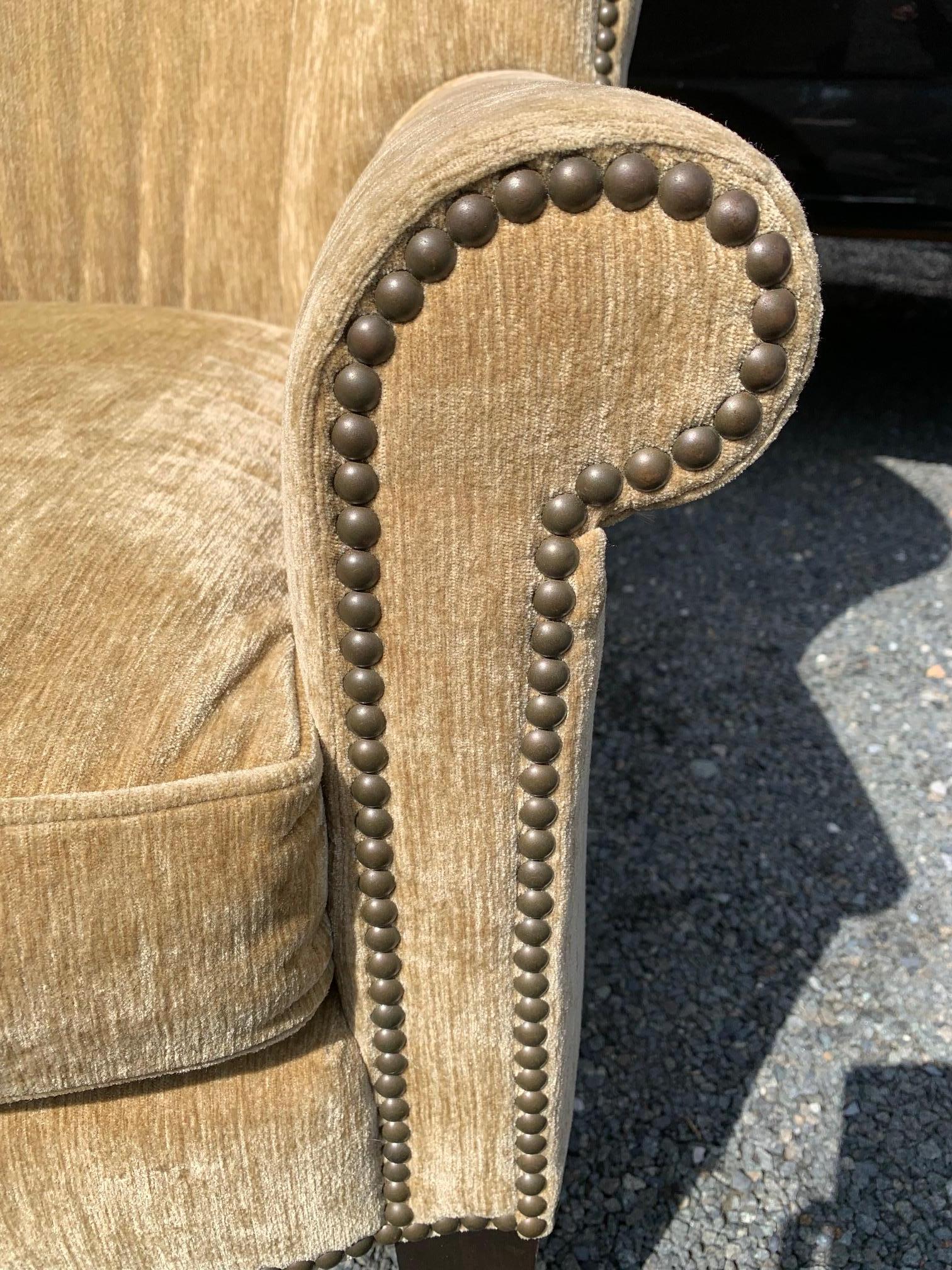 Comfy Classic Camel Mohair Velvet Wing Chair 1