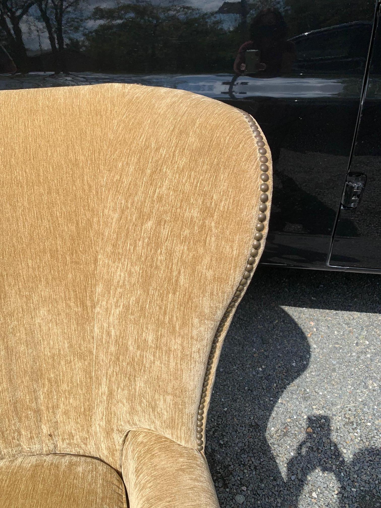 Comfy Classic Camel Mohair Velvet Wing Chair 2