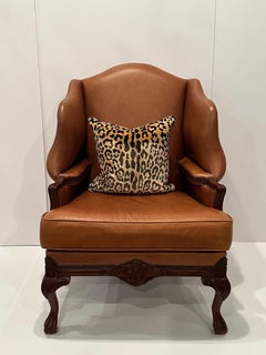 Luxurious Caramel Leather Large Wingback Chair