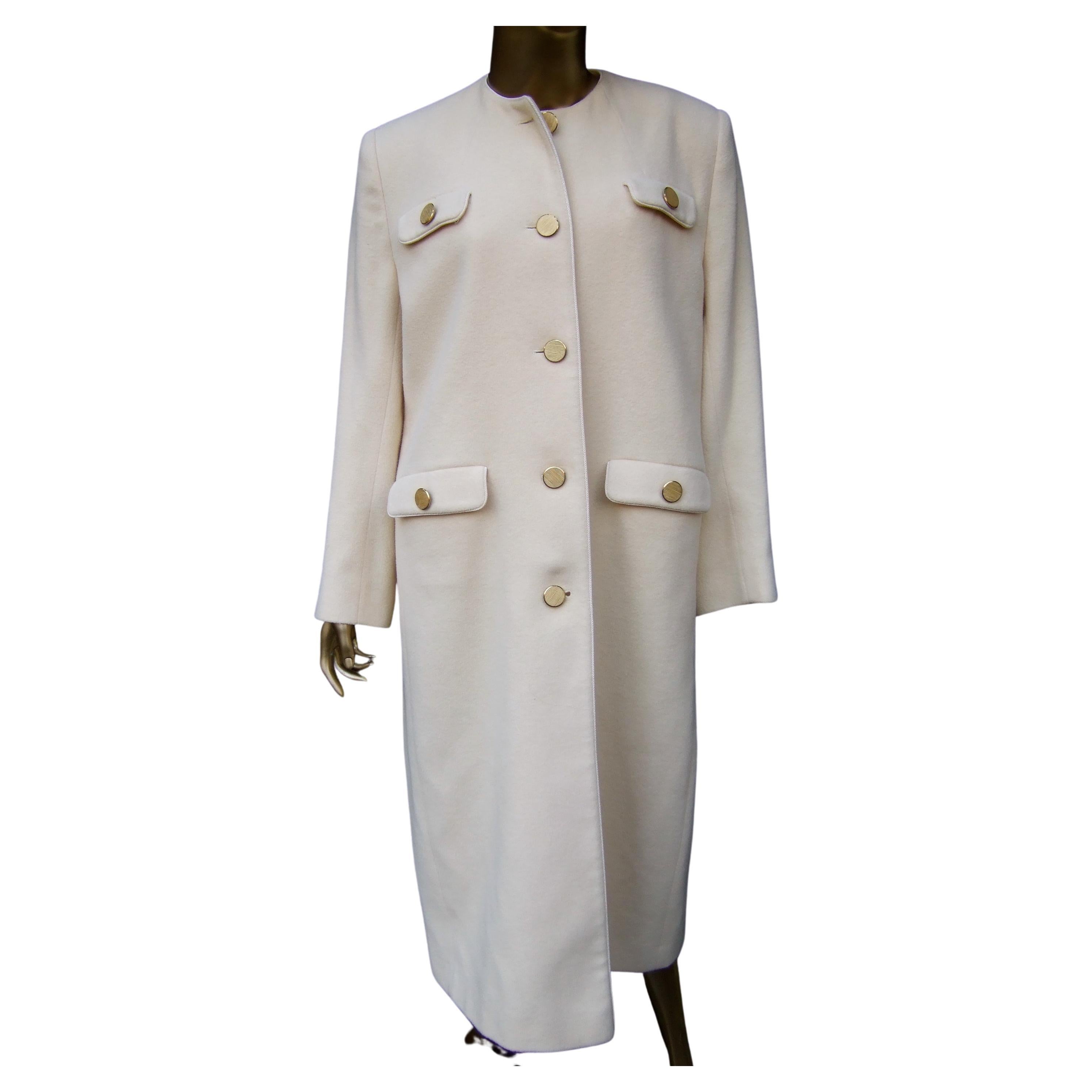 Luxurious Cashmere Creme Winter White Coat by Montaldo's c 1970s  For Sale