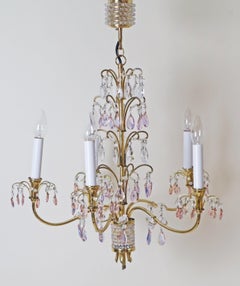 Luxurious Chandelier Pink Purple Crystals and Colored Crystal Balls by Palwa