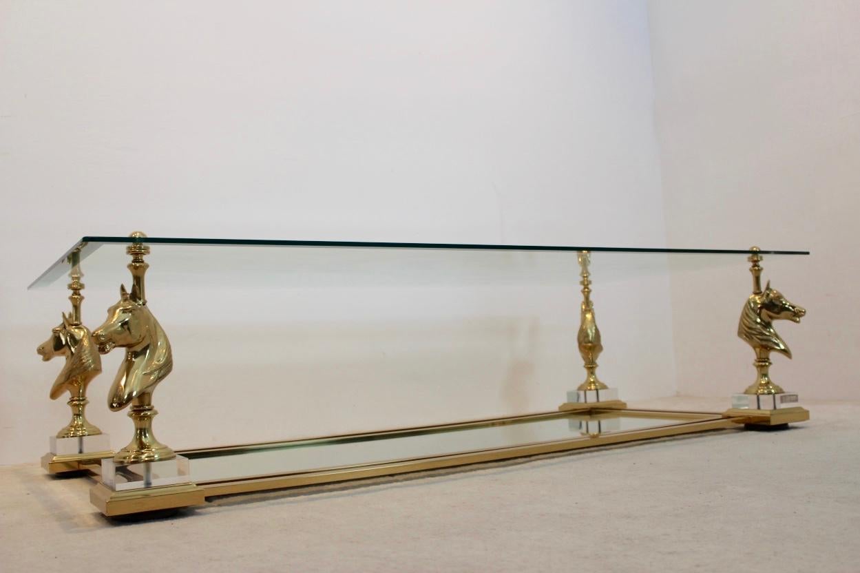Brass Luxurious ‘Cheval’ Horsehead Coffee Table by Maison Charles, France, 1970s