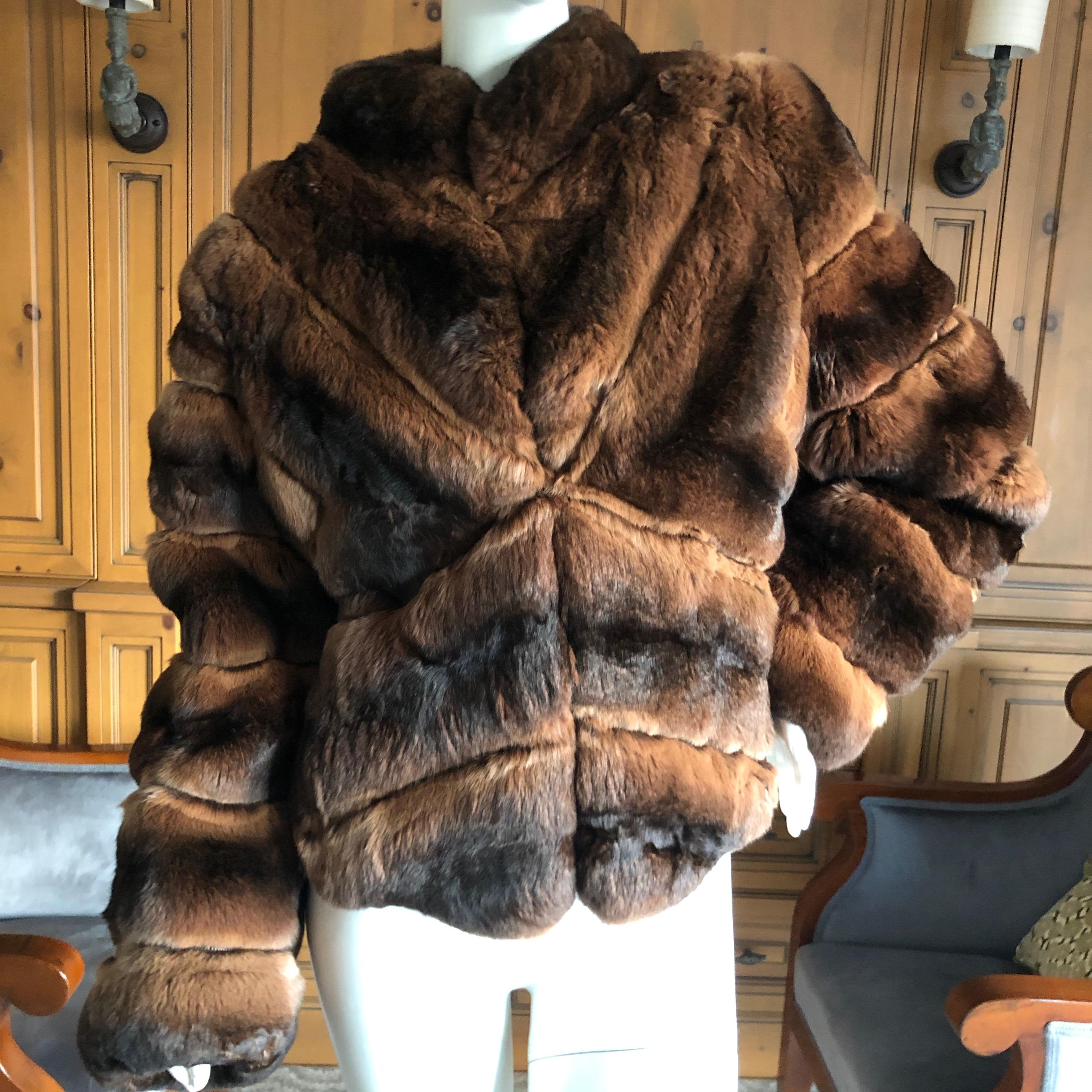 Luxurious Chevron Pattern Chinchilla Jacket from Nieman Marcus by Eric Gaskins
So luxurious and soft, there is nothing quite like chinchilla. 
Supple and soft pelt's
Size 42
Bust 40