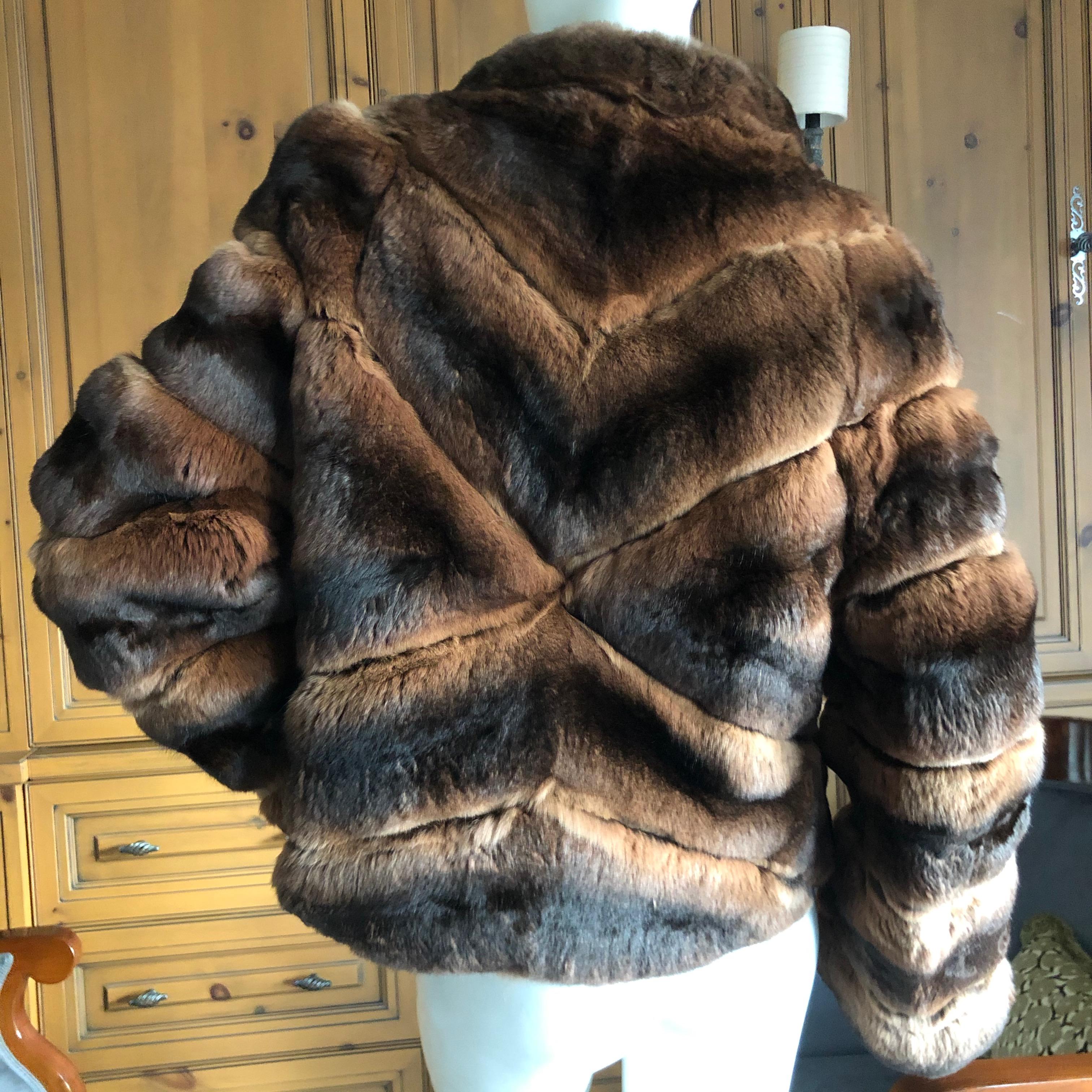 Luxurious Chevron Pattern Chinchilla Jacket from Nieman Marcus by Eric Gaskins In Excellent Condition For Sale In Cloverdale, CA