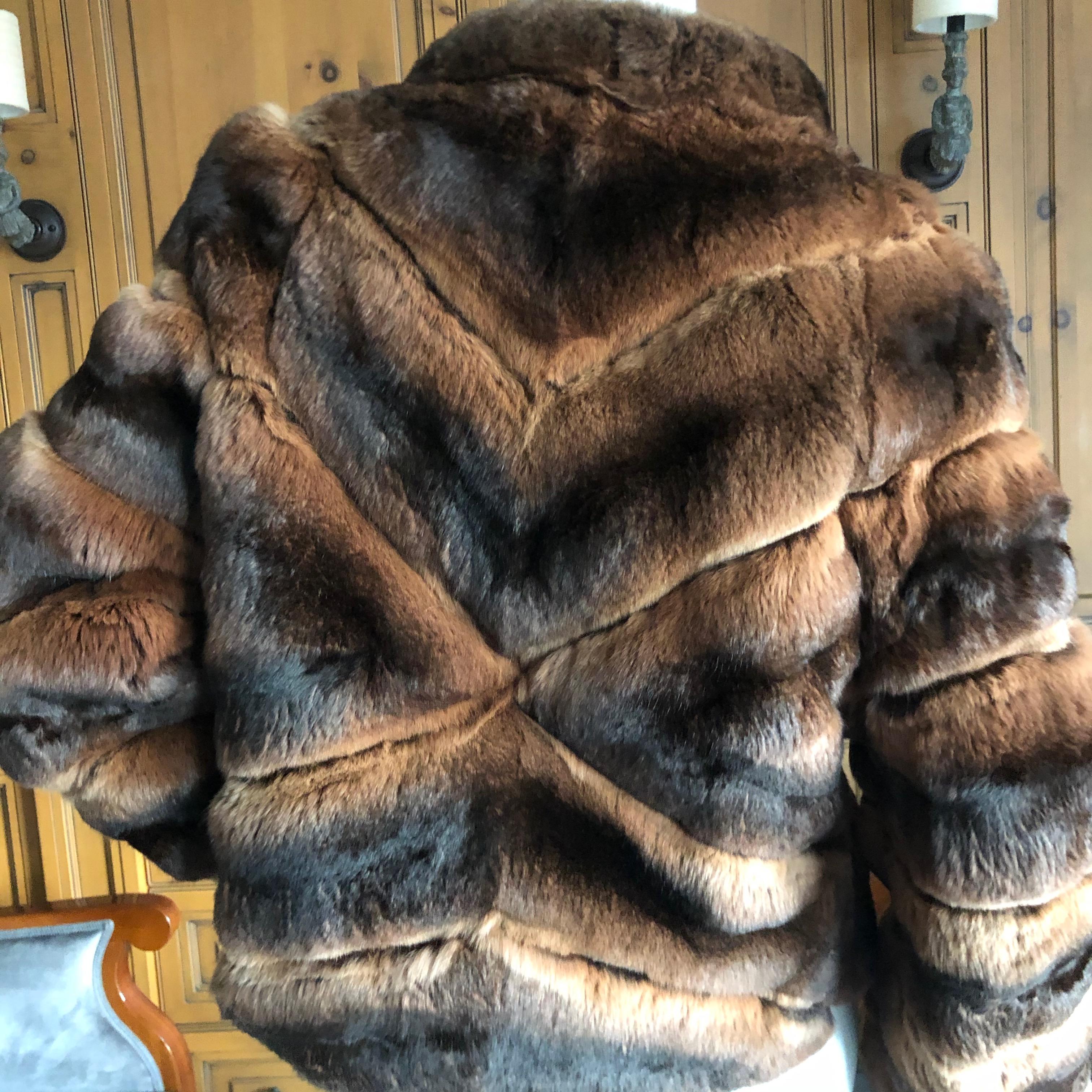 Women's Luxurious Chevron Pattern Chinchilla Jacket from Nieman Marcus by Eric Gaskins For Sale