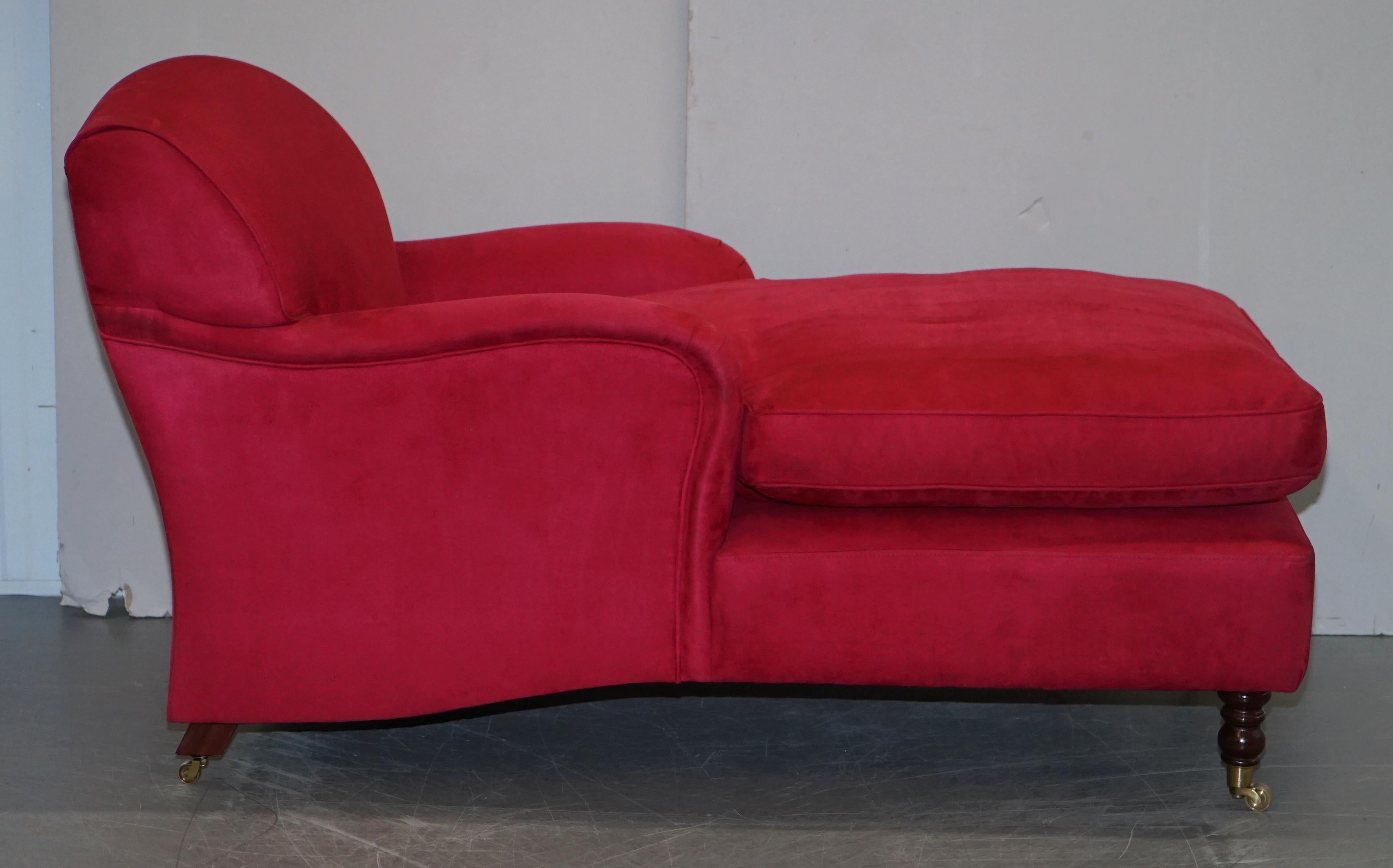 Luxurious Comfortable Red Velvet Signature Scroll Arm Chaise Lounge Armchair 4