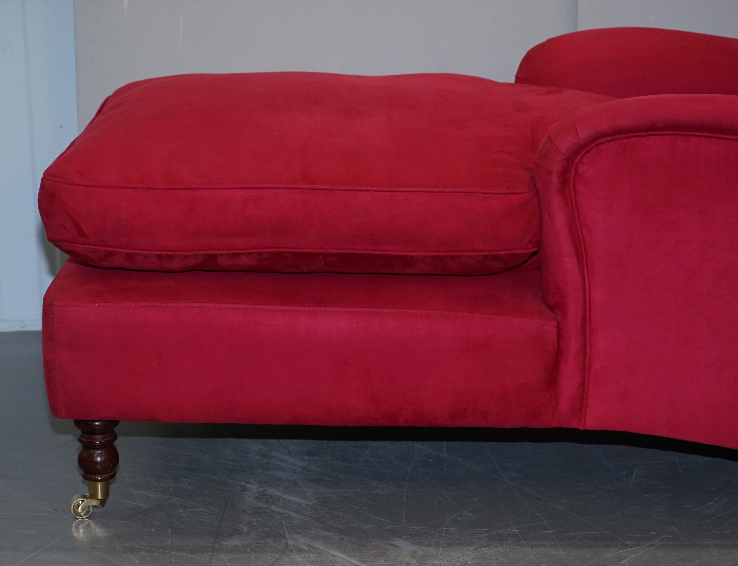 Luxurious Comfortable Red Velvet Signature Scroll Arm Chaise Lounge