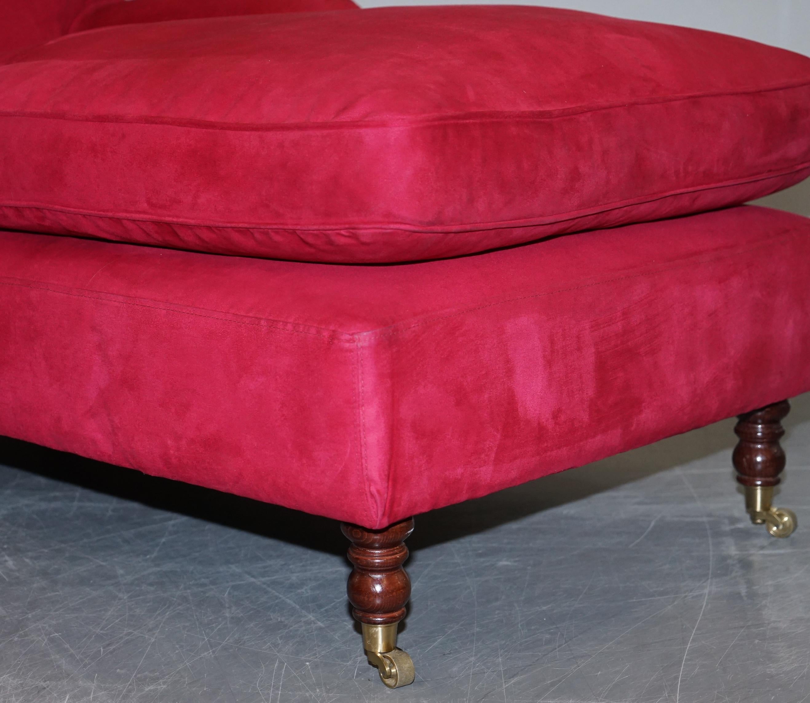 Art Deco Luxurious Comfortable Red Velvet Signature Scroll Arm Chaise Lounge Armchair