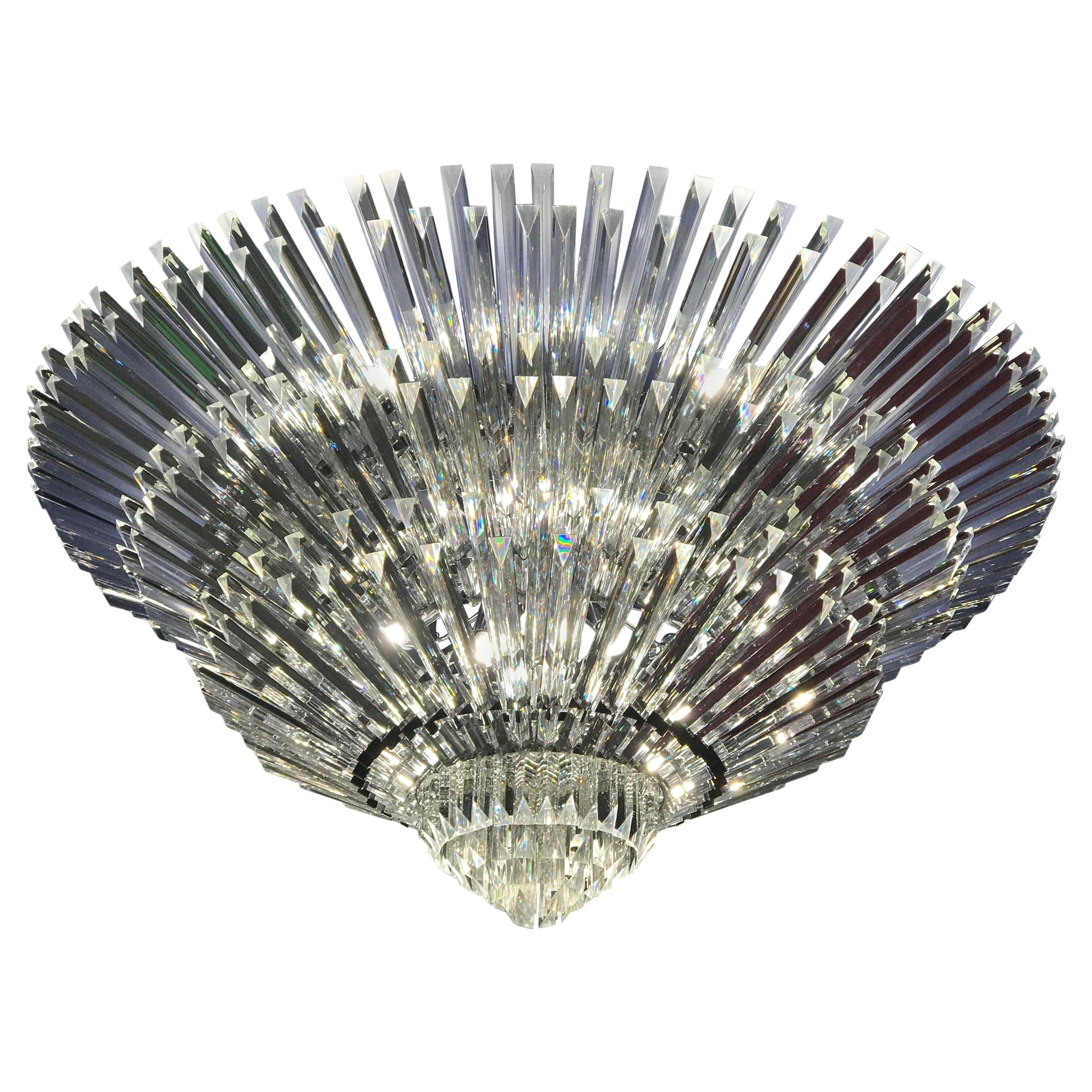 Plafonnier italien contemporain luxueux à trois étagères en verre de Murano en vente 6