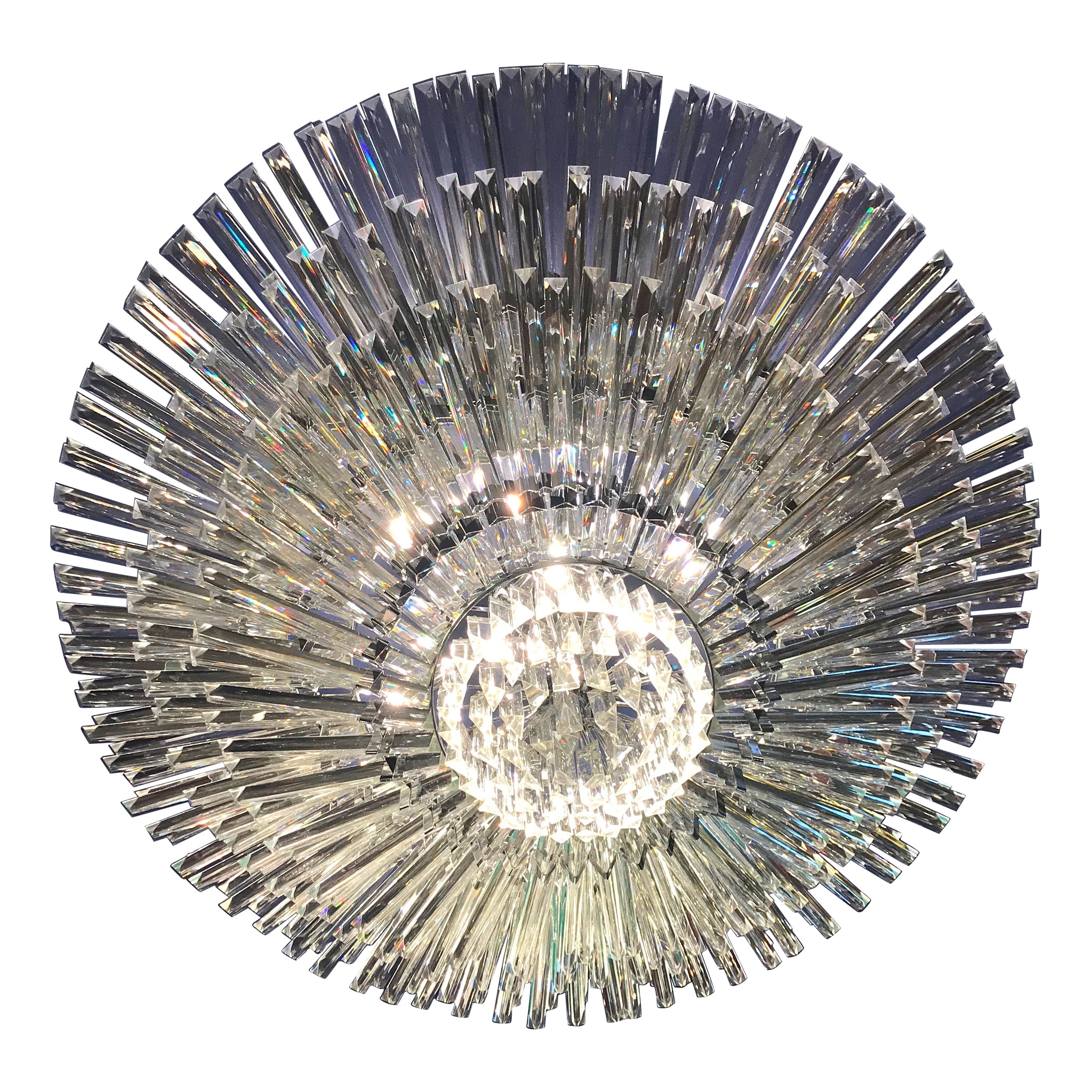 Luxurious Contemporary Italian Murano Glass Triedi Ceiling Light For Sale