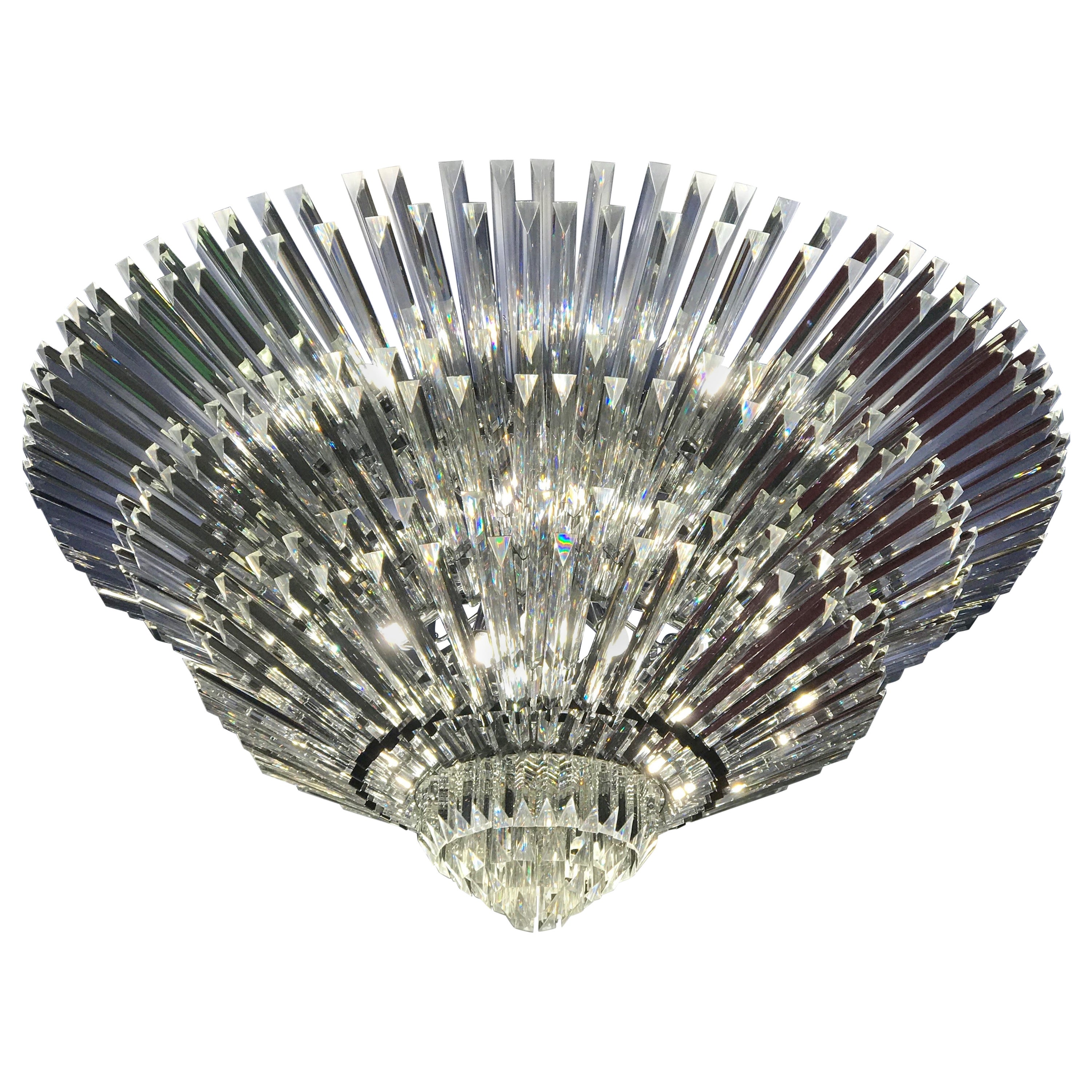 Luxurious Contemporary Italian Murano Glass Triedi Ceiling Light For Sale