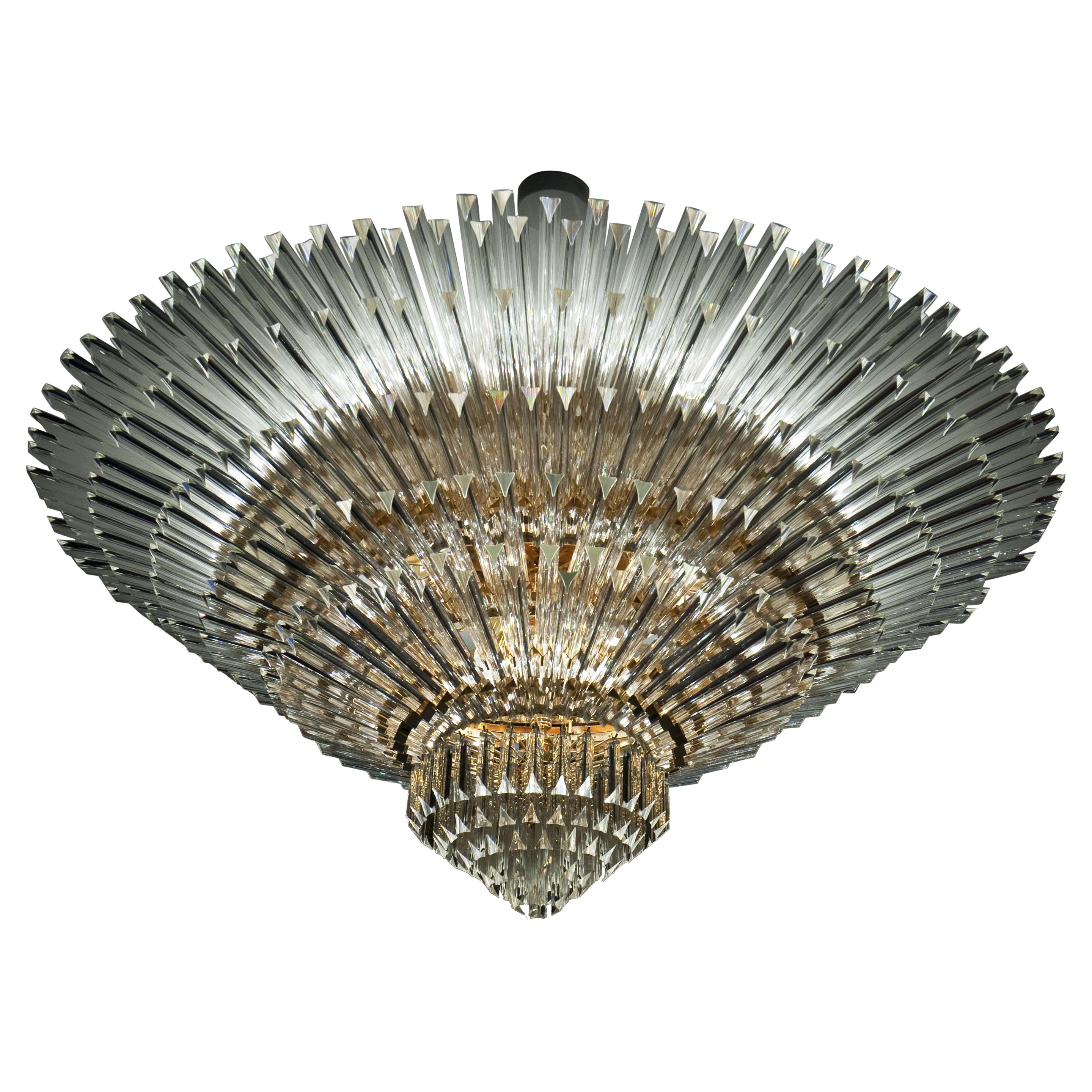 Luxueux plafonnier contemporain Triedi en verre de Murano
