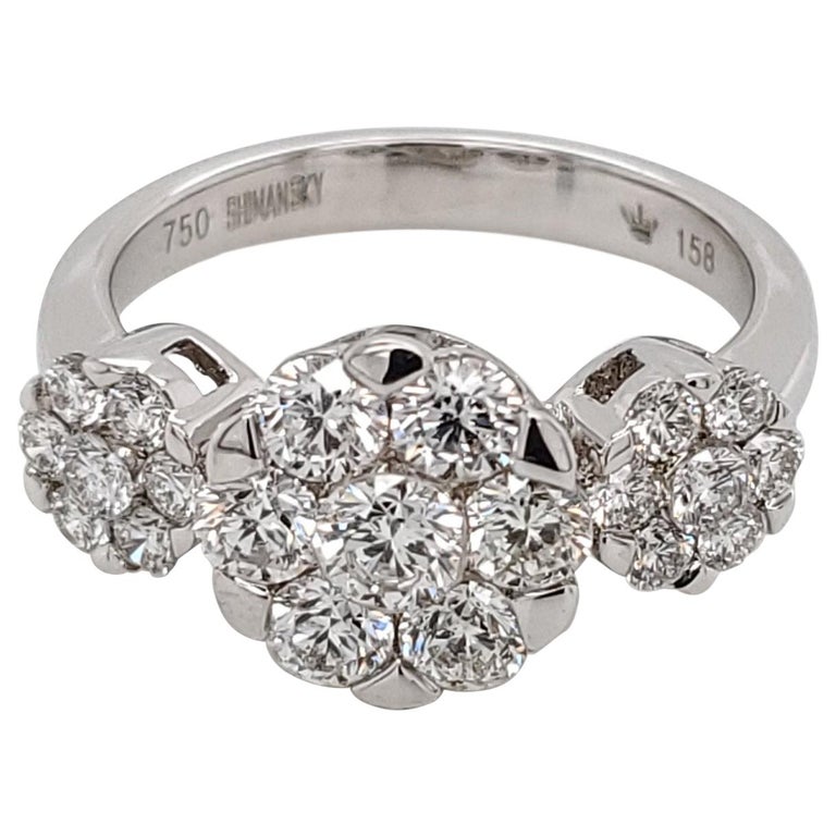 Luxurious Coronet Cluster Ring Set in 18 Karat White Gold For Sale at ...