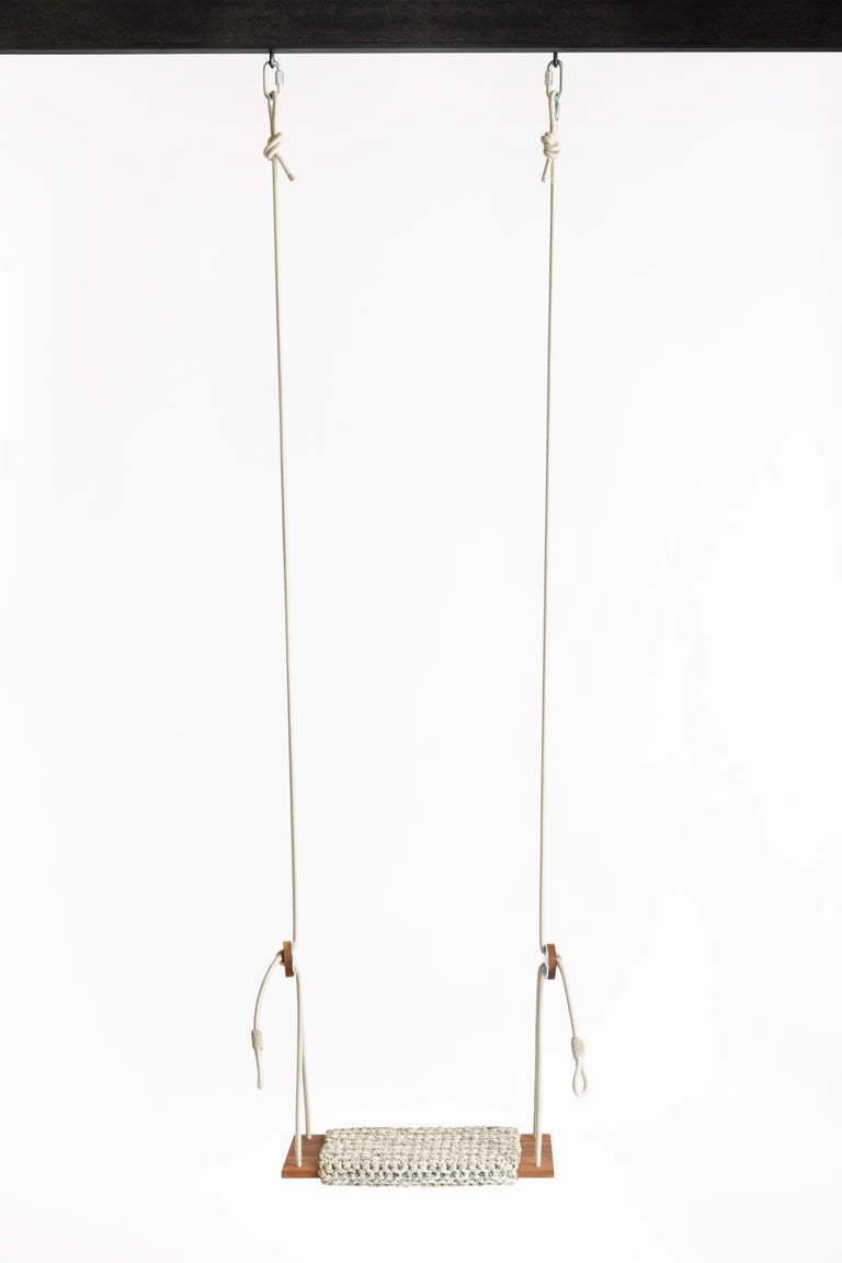 Luxurious Crochet Rug Swing Handmade in UV Protected Grey Yarn with