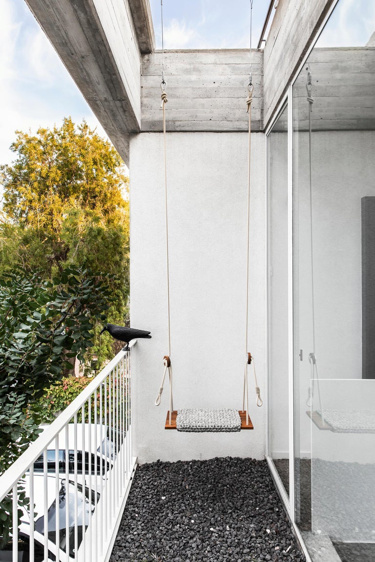 Luxurious Crochet Rug Swing Handmade in UV Protected Grey Yarn with