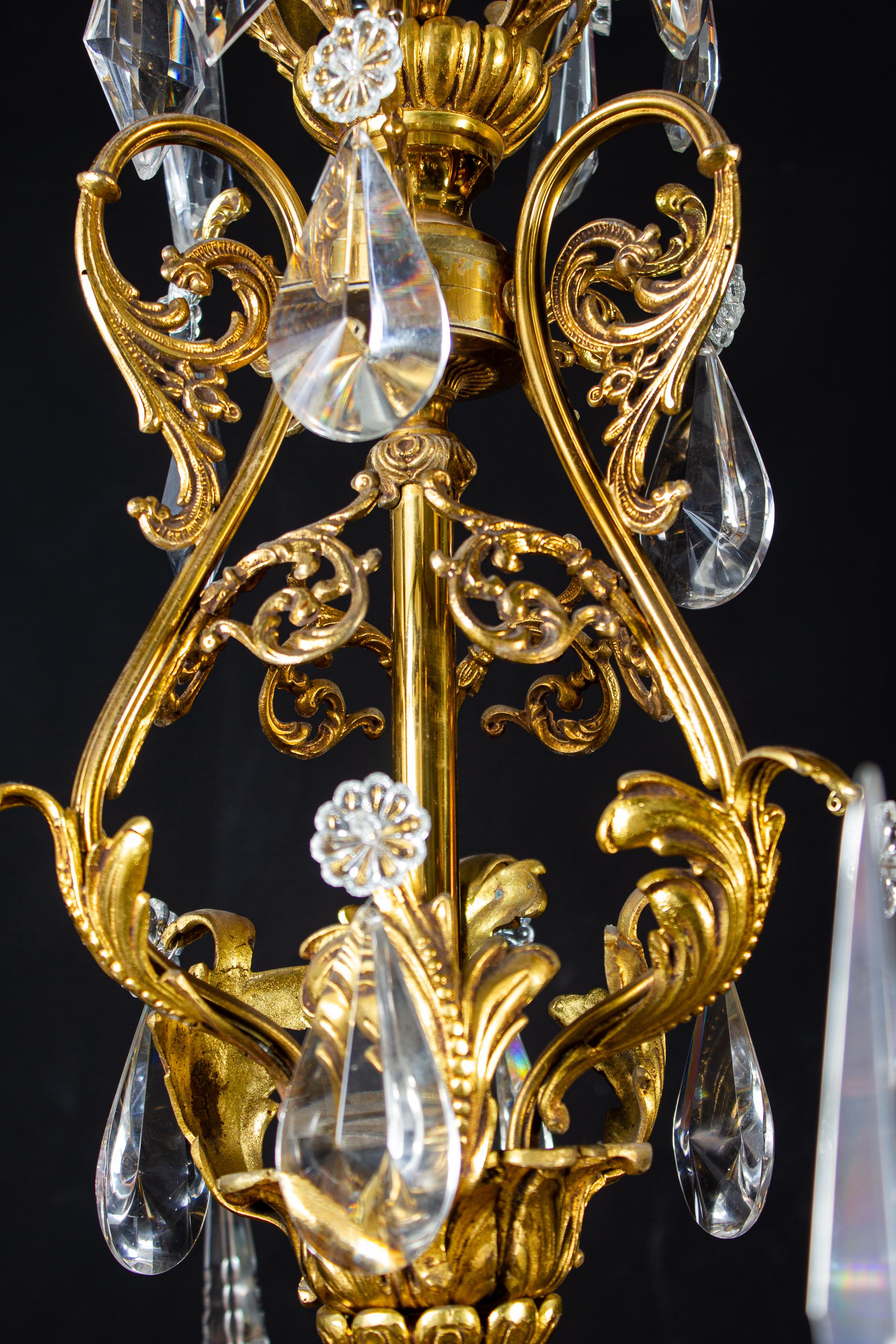 Luxurious Crystal and Brass Chandelier, Italy, 1930 For Sale 5