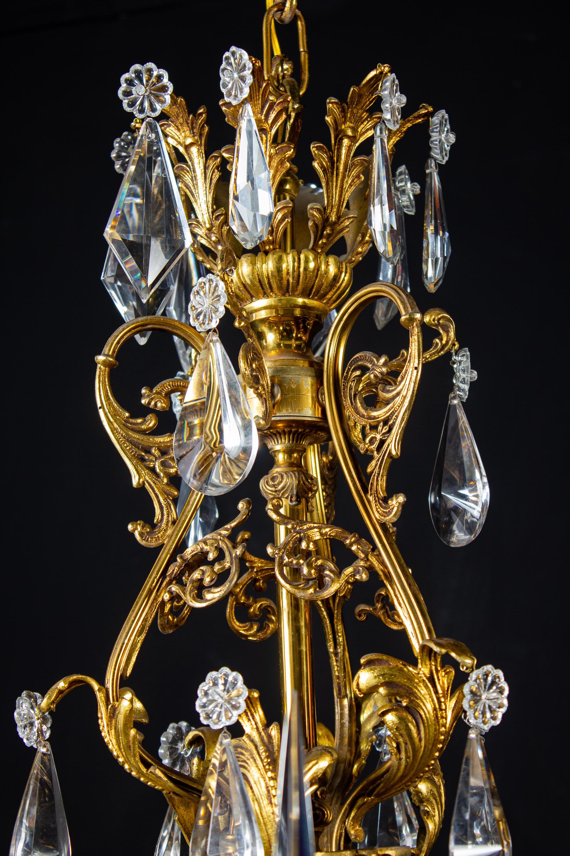Luxurious Crystal and Brass Chandelier, Italy, 1930 For Sale 3
