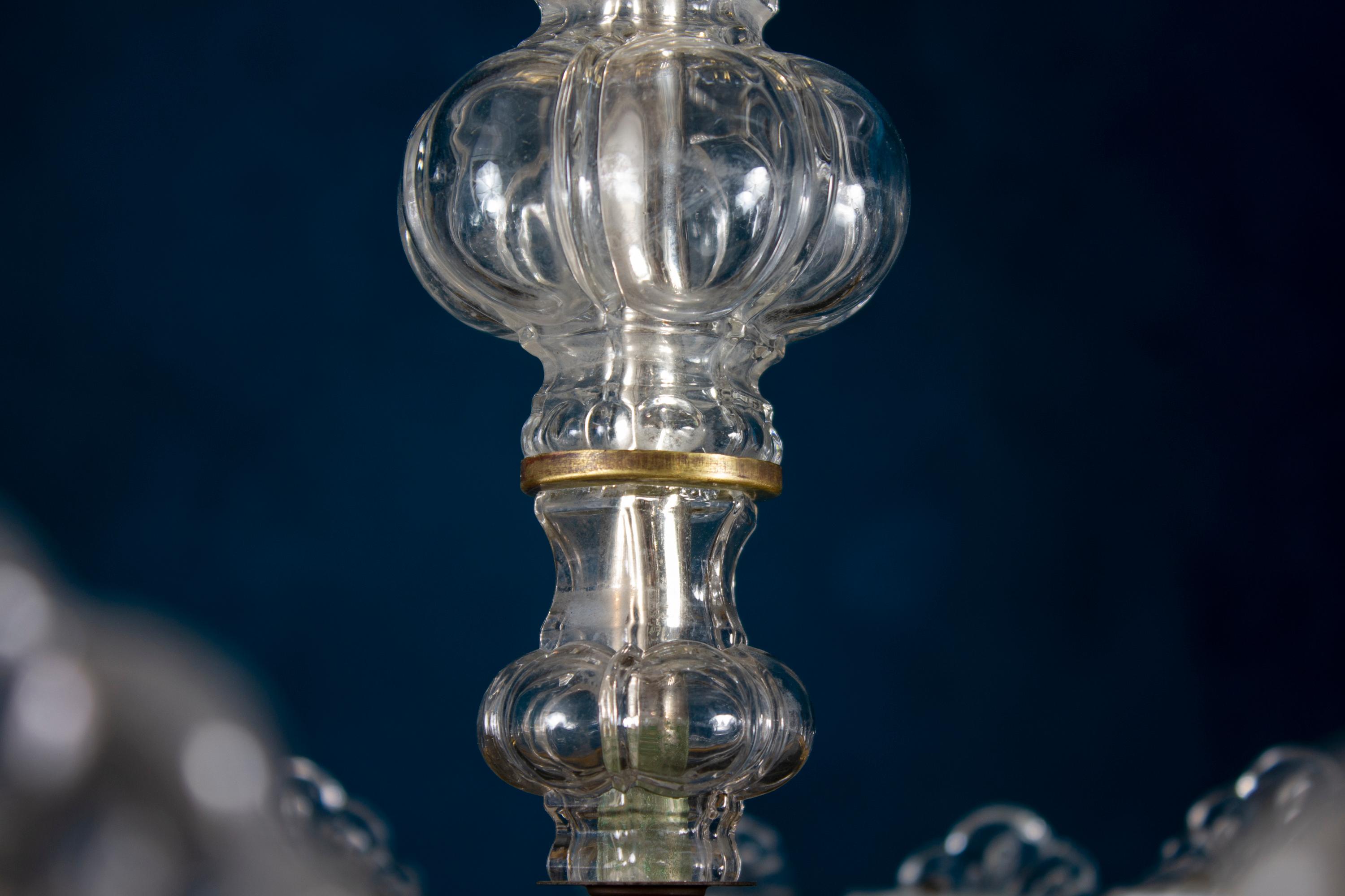 Luxurious Crystal and Brass Chandelier Italy, 1940 For Sale 6