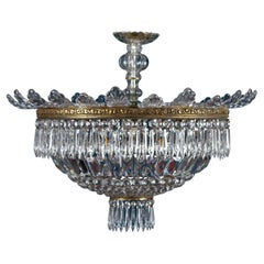 Luxurious Crystal and Brass Chandelier Italy, 1940
