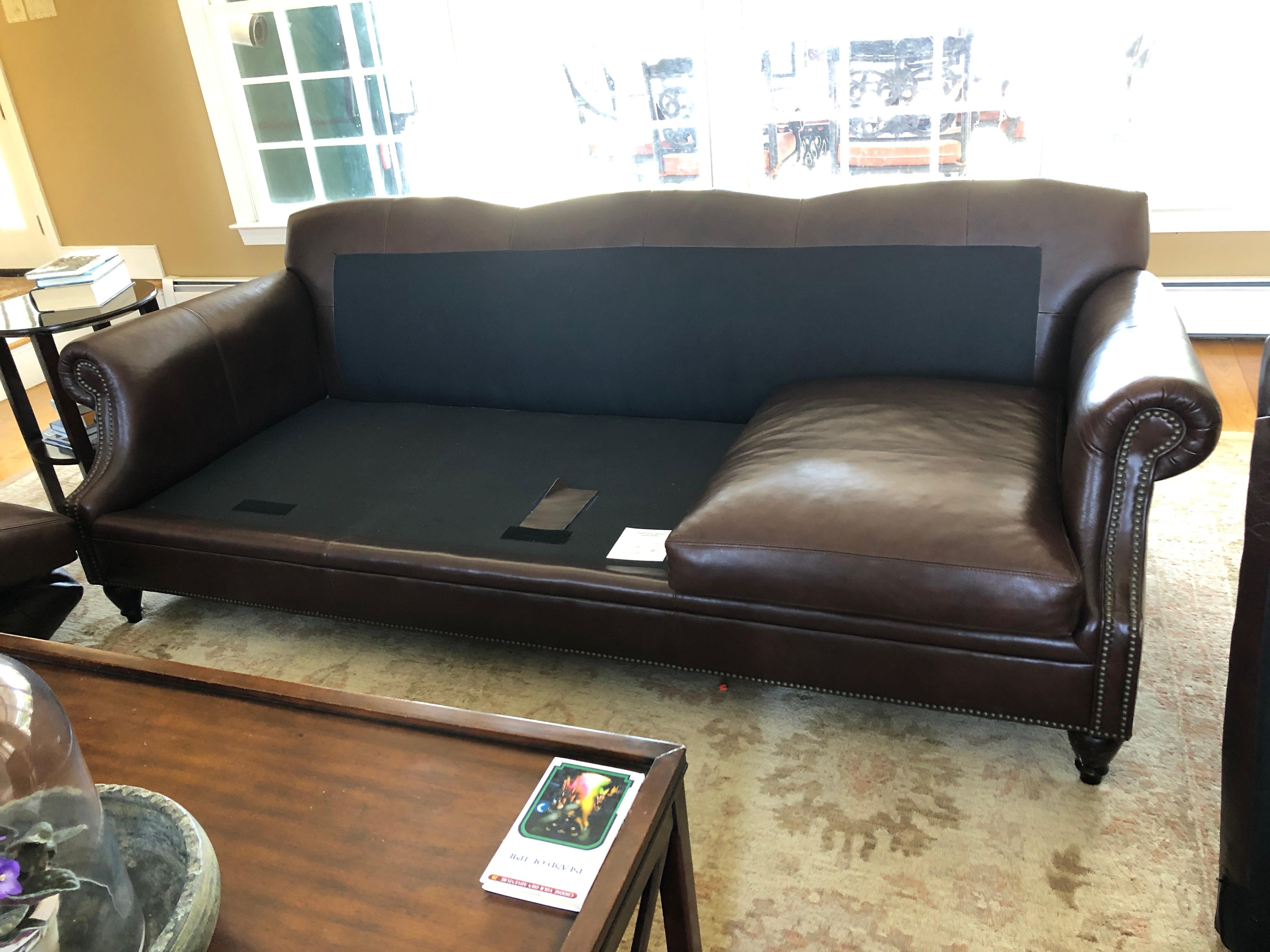 Luxurious Dark Brown Leather Ralph Lauren Sofa 5