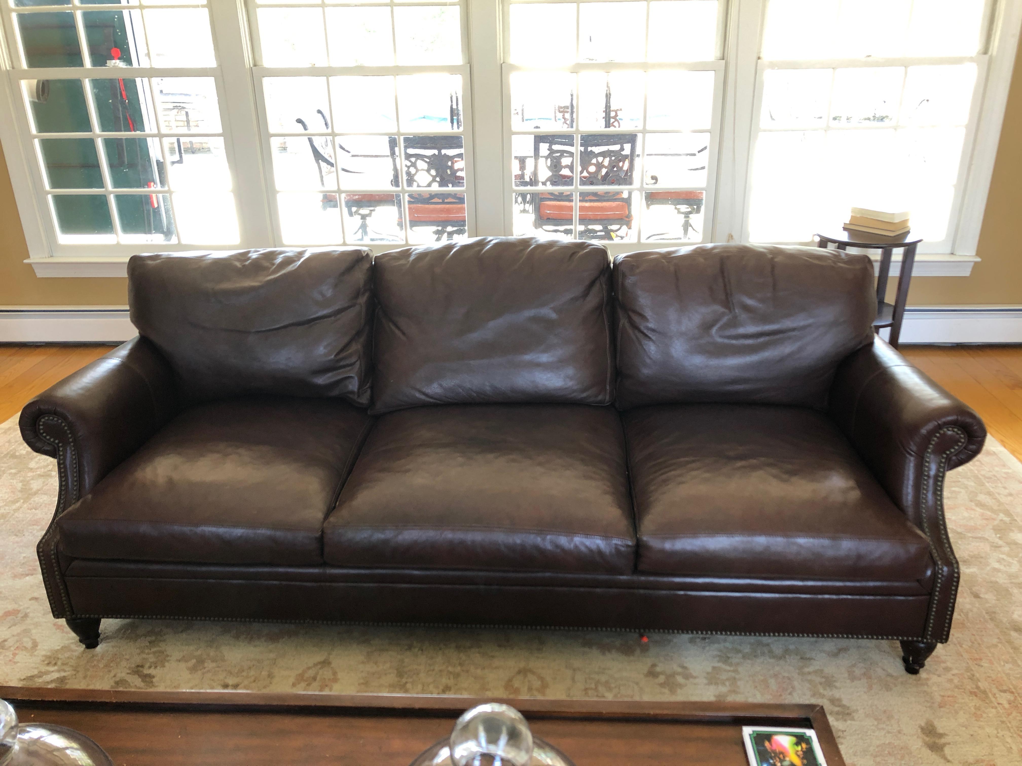 Contemporary Luxurious Dark Brown Leather Ralph Lauren Sofa