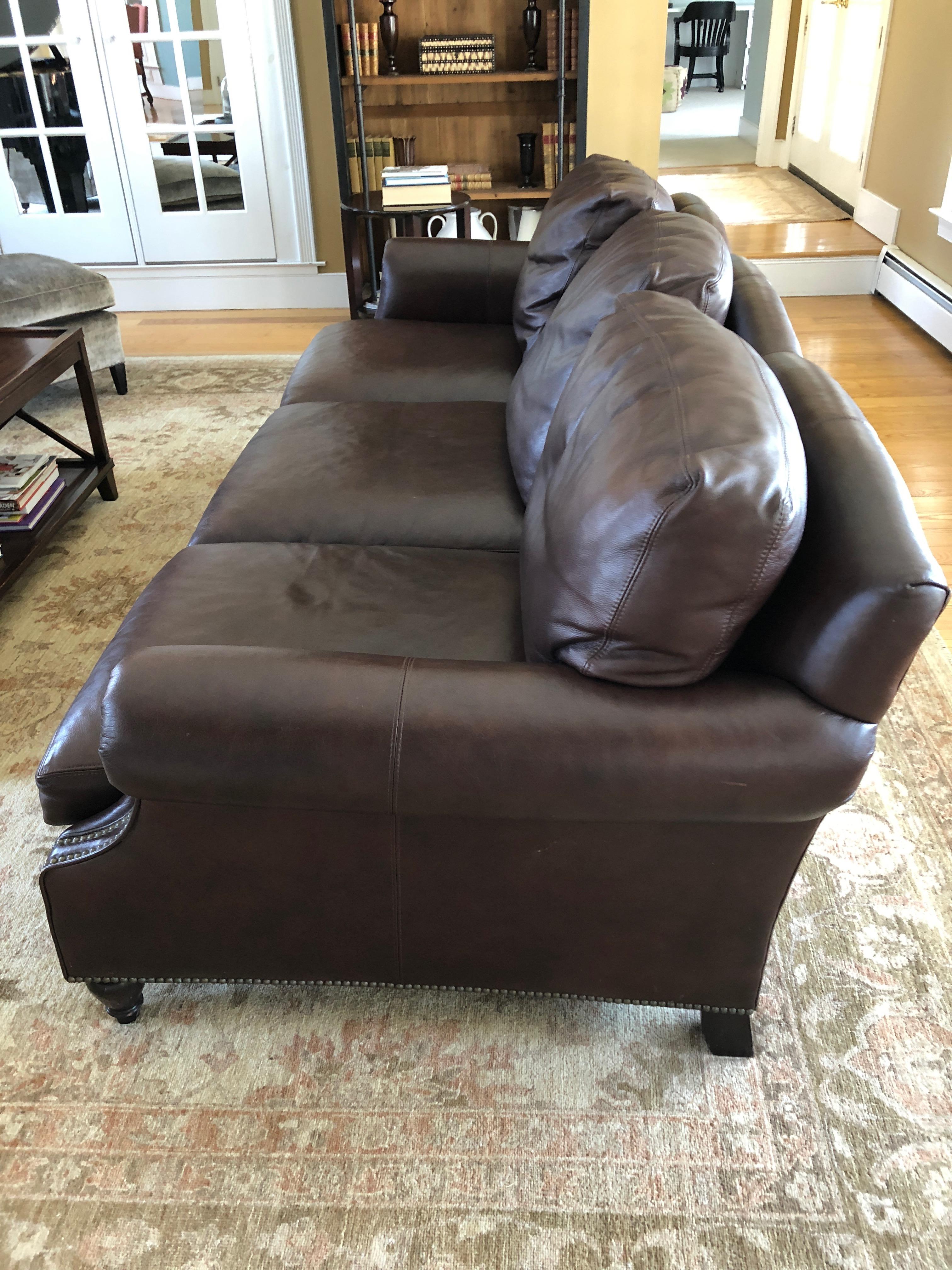 Luxurious Dark Brown Leather Ralph Lauren Sofa 1