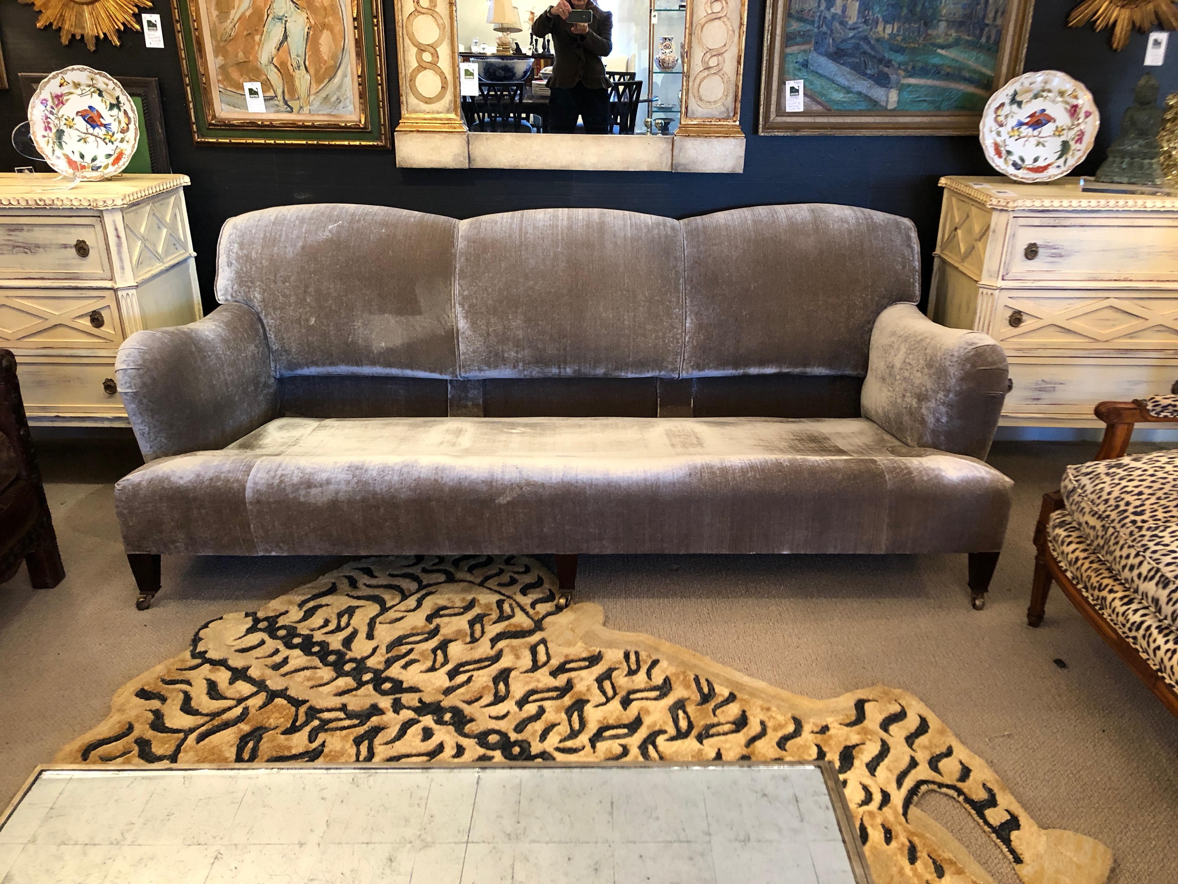 Luxurious Down Filled Taupe Silk Velvet George Smith Sofa 3