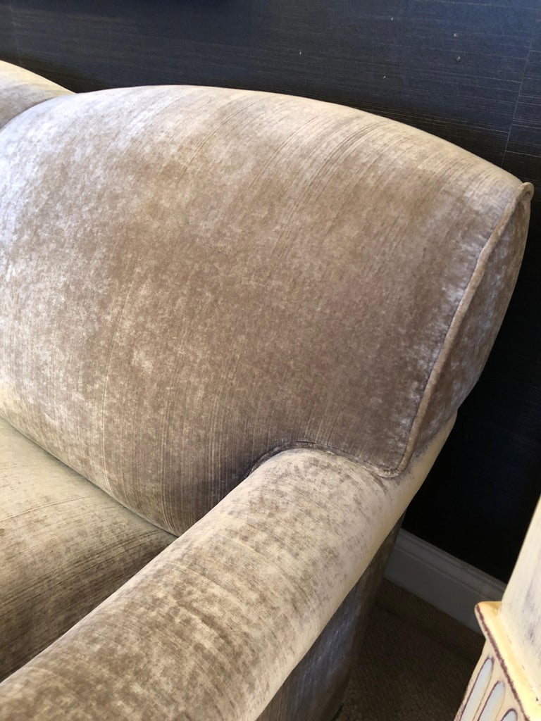 Luxurious Down Filled Taupe Silk Velvet George Smith Sofa at 1stDibs