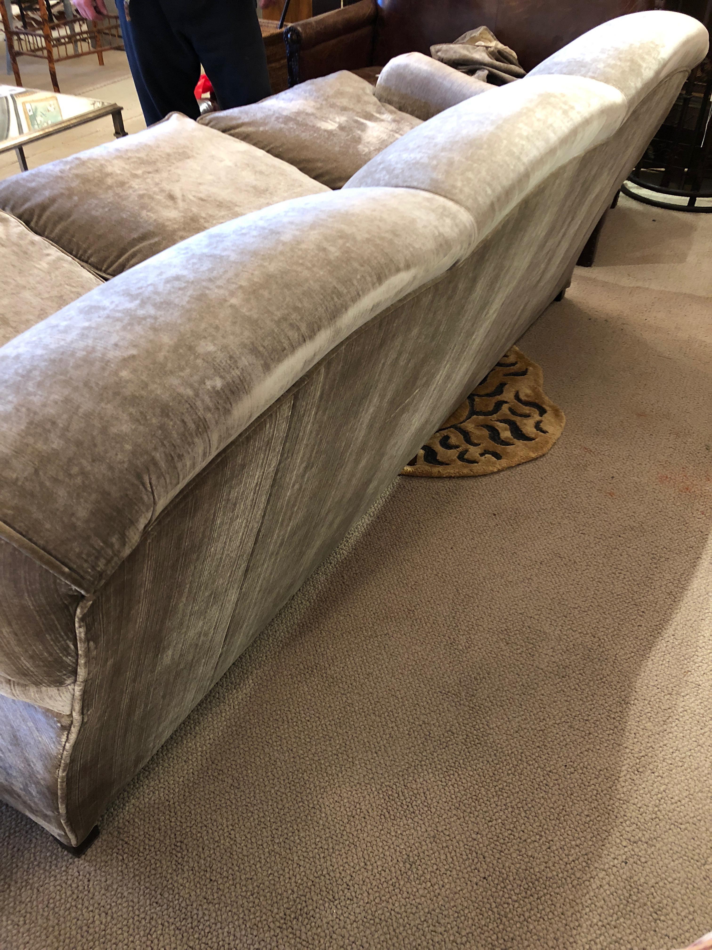 Luxurious Down Filled Taupe Silk Velvet George Smith Sofa 1